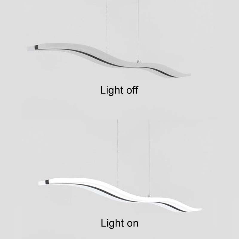 Modern LED Wave Pendant Light - Acrylic Linear Chandelier Ceiling Fixture for Kitchen Island, Dining Room & Living Room - White Light Source | Perfect for Contemporary Home Decor & Restaurant Lighting