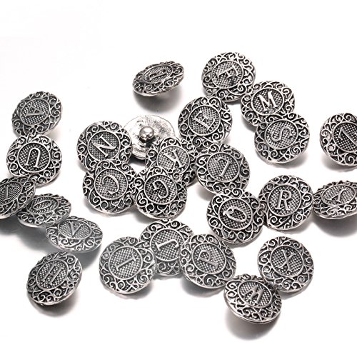 26pcs 20mm Alphabet Snap Buttons for DIY Jewelry Making - A to Z Letter Charms for Clothing, Bags & Accessories (YS-AZ-26) - Perfect for Crafting, Scrapbooking & Personalized Gifts