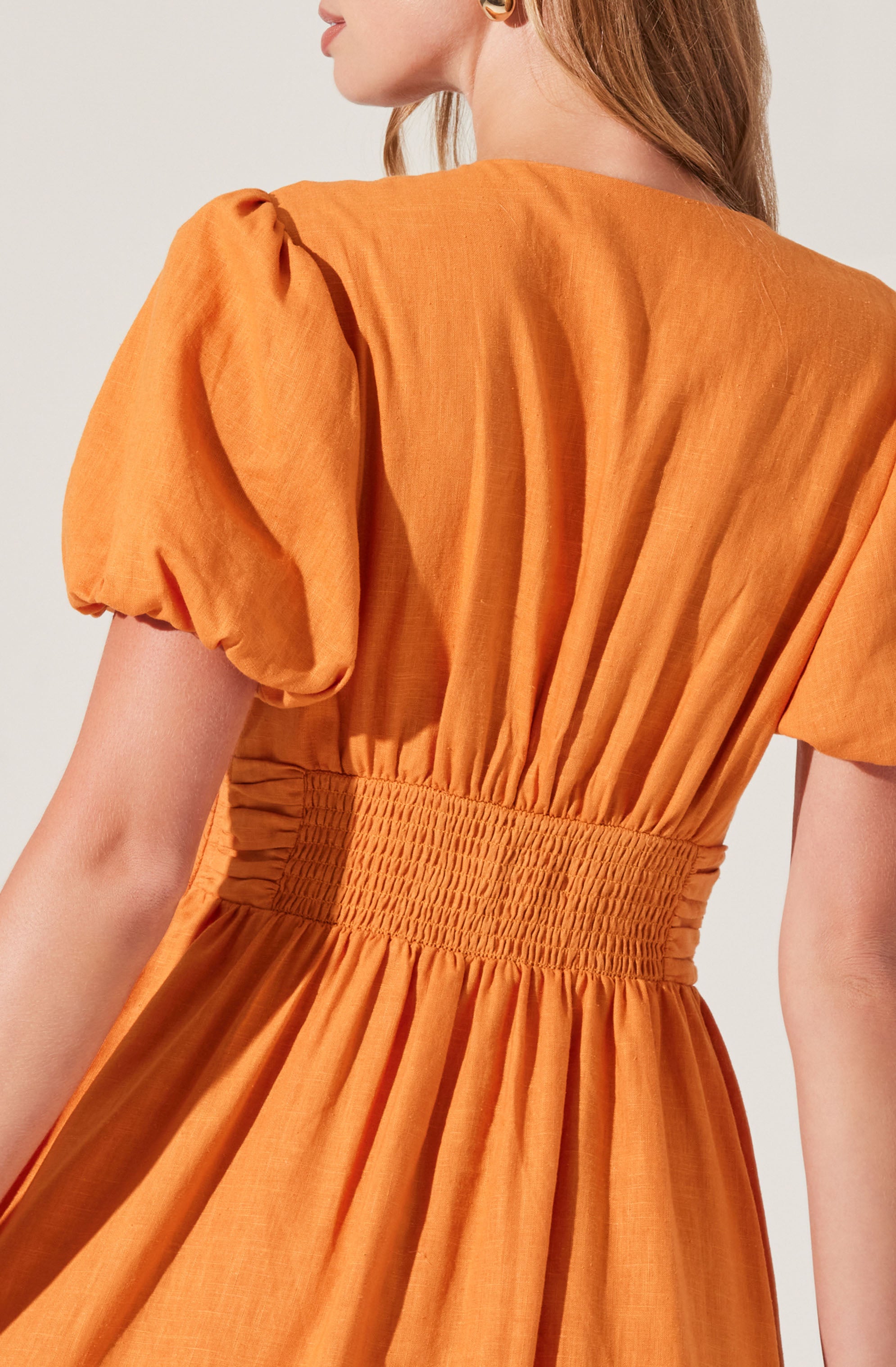 Stylish Citrine Linen Bow Front Midi Dress for Women - Perfect for Summer Weddings, Garden Parties & Casual Outings