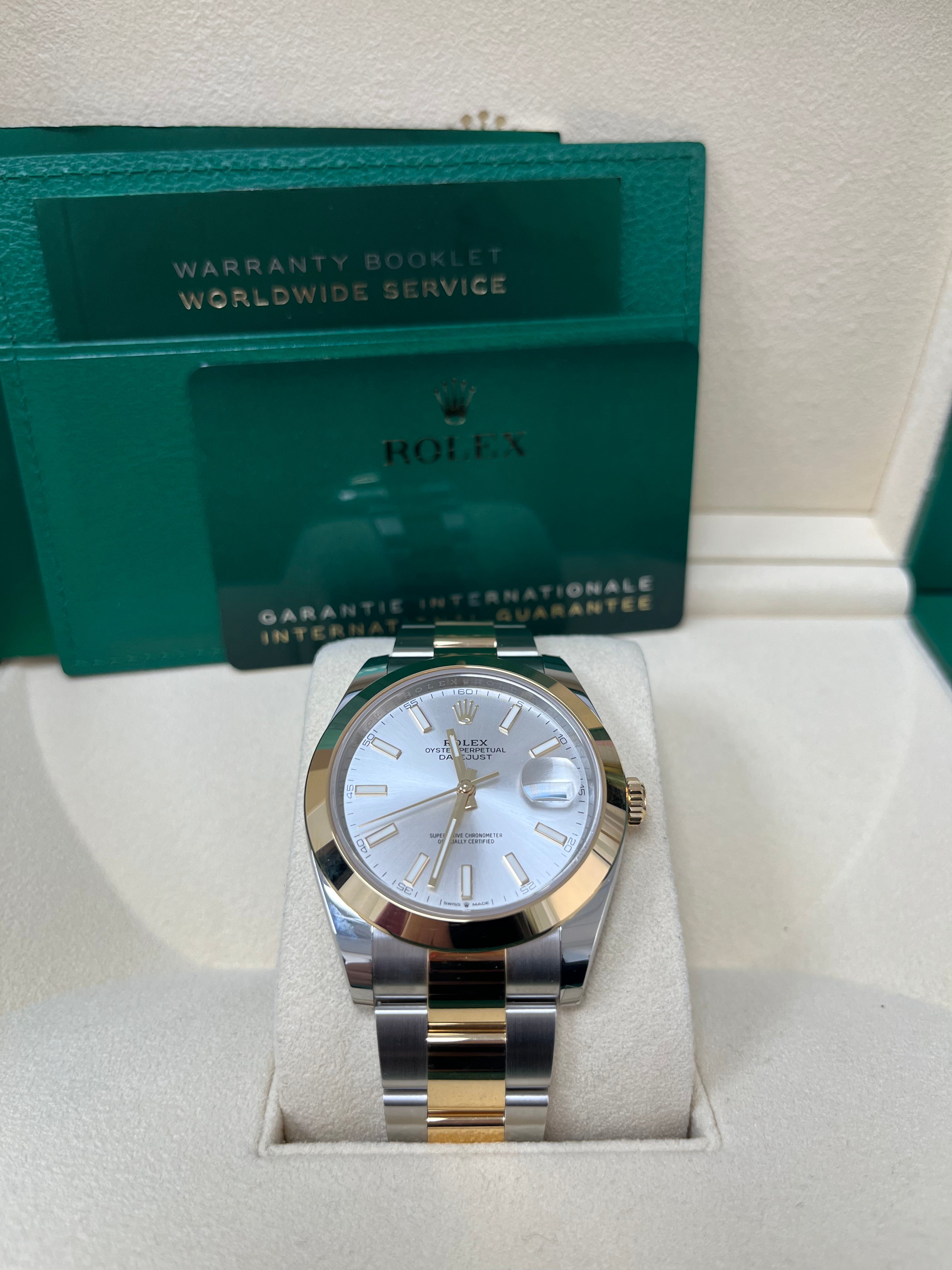 Rolex Datejust 41 Two Tone Yellow Gold & Oystersteel Watch with Silver Index Dial (Ref# 126303) - Luxury Dress Watch for Men, Perfect for Business, Formal Events & Special Occasions