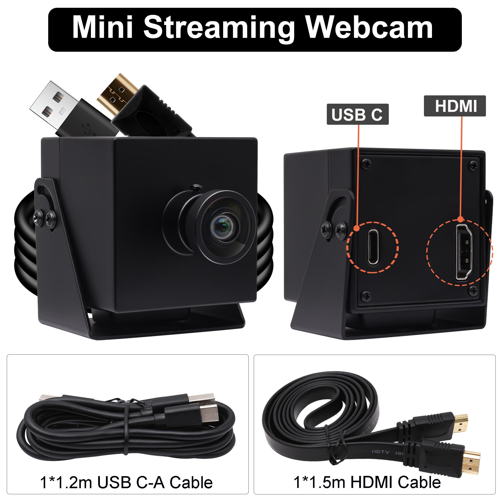 SVPRO 4K Webcam with USB & HDMI Dual Output - 8MP Ultra HD Streaming Camera for Computer, Monitor, Projector & TV | Wide Angle Lens, Distortion-Free | Supports H.265/H.264 | Ideal for Video Conferencing, Live Streaming & Home Security