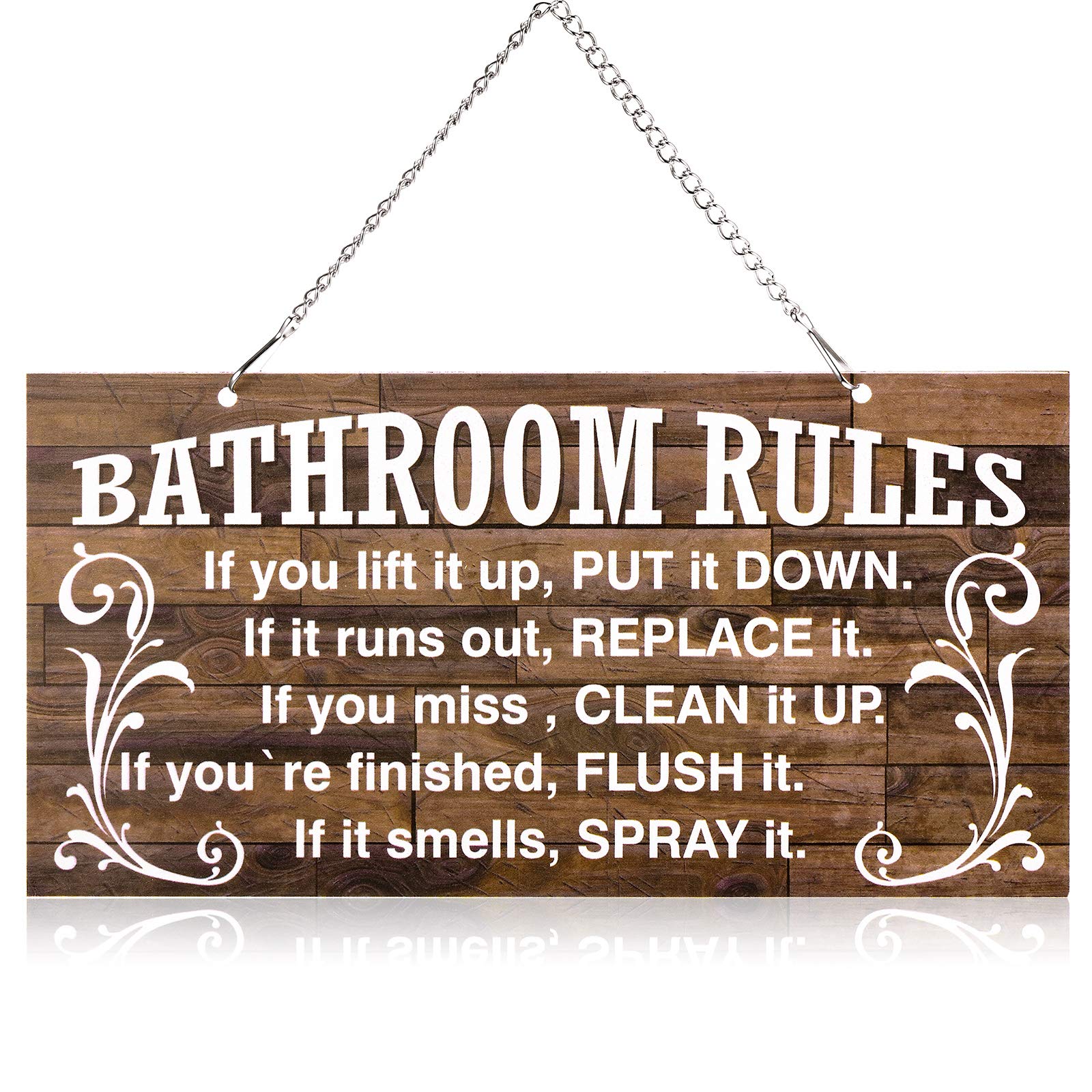 Funny Ocean Theme Bathroom Wall Art - 10x5 Inch Rustic Metal Hanging Sign for Beach Decor (Brown & White) | Perfect for Coastal Bathroom, Guest Restroom & Nautical Home Decor