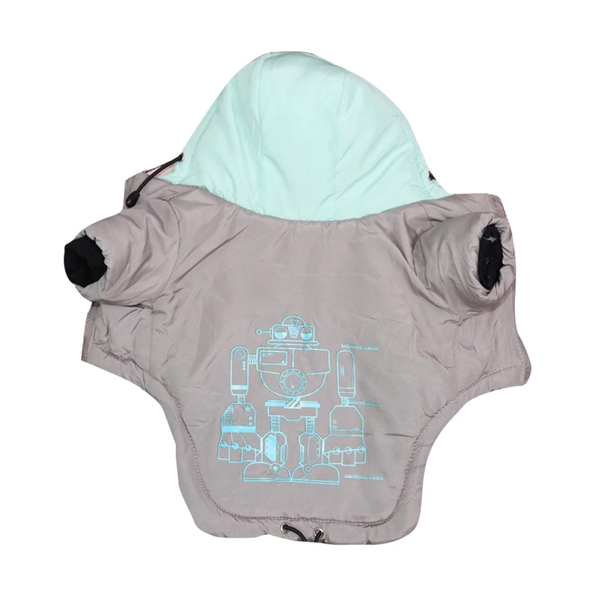 Robot Print Dog Hoodie Coat - Windproof & Warm Winter Jacket for Small Medium Large Dogs - Elastic Band Drawstring Design for Outdoor Walking, Hiking & Cold Weather Protection