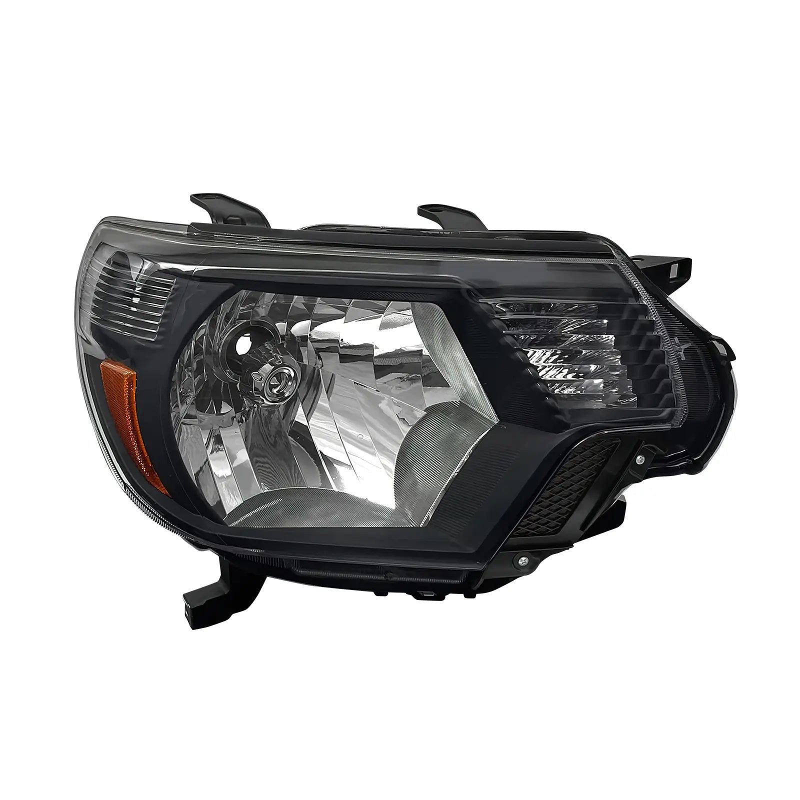 LOYO Black Housing Amber Reflector Headlights Assembly - Compatible with 2012-2015 Toyota Tacoma (Driver & Passenger Side) | Durable Replacement for Off-Roading & Night Driving