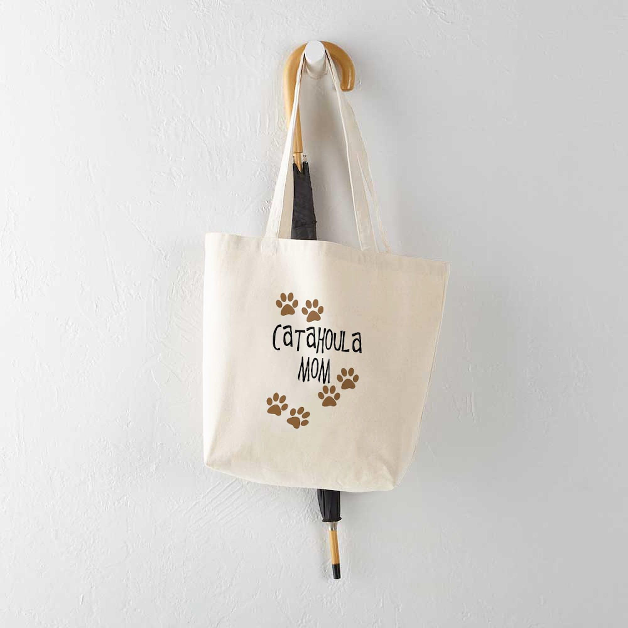 Catahoula Mom Tote Bag - Natural Canvas Reusable Shopping Bag for Women | Eco-Friendly Grocery Bag, Beach Tote & Work Tote - Perfect for Moms, Shopping & Daily Use