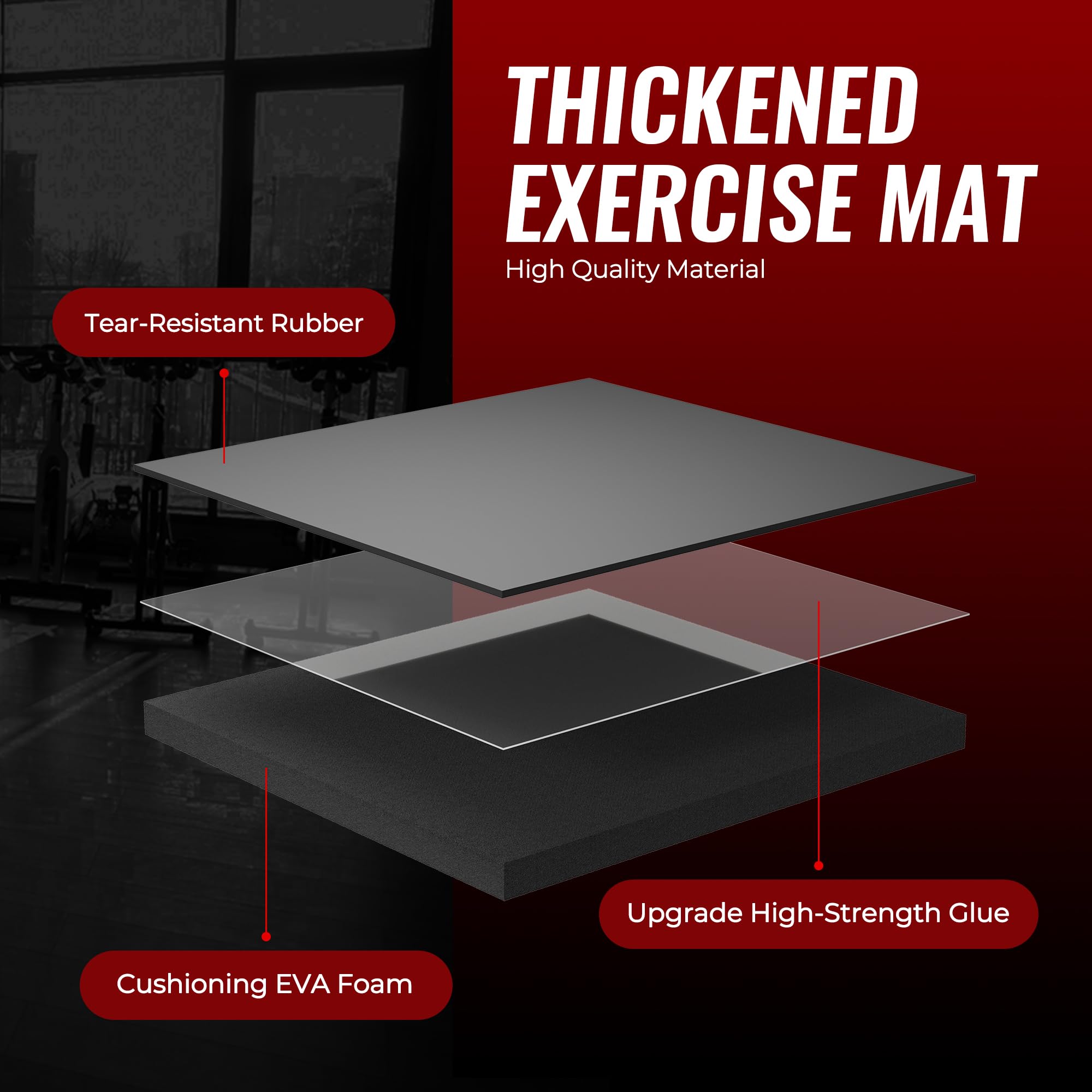 SUPERJARE 0.79 Inch Thick Interlocking Rubber Gym Floor Tiles - Non-Slip Exercise Equipment Mats for Home Gym, Fitness Room & Workout Areas - Durable Protective Flooring for Weightlifting, Yoga & Cardio