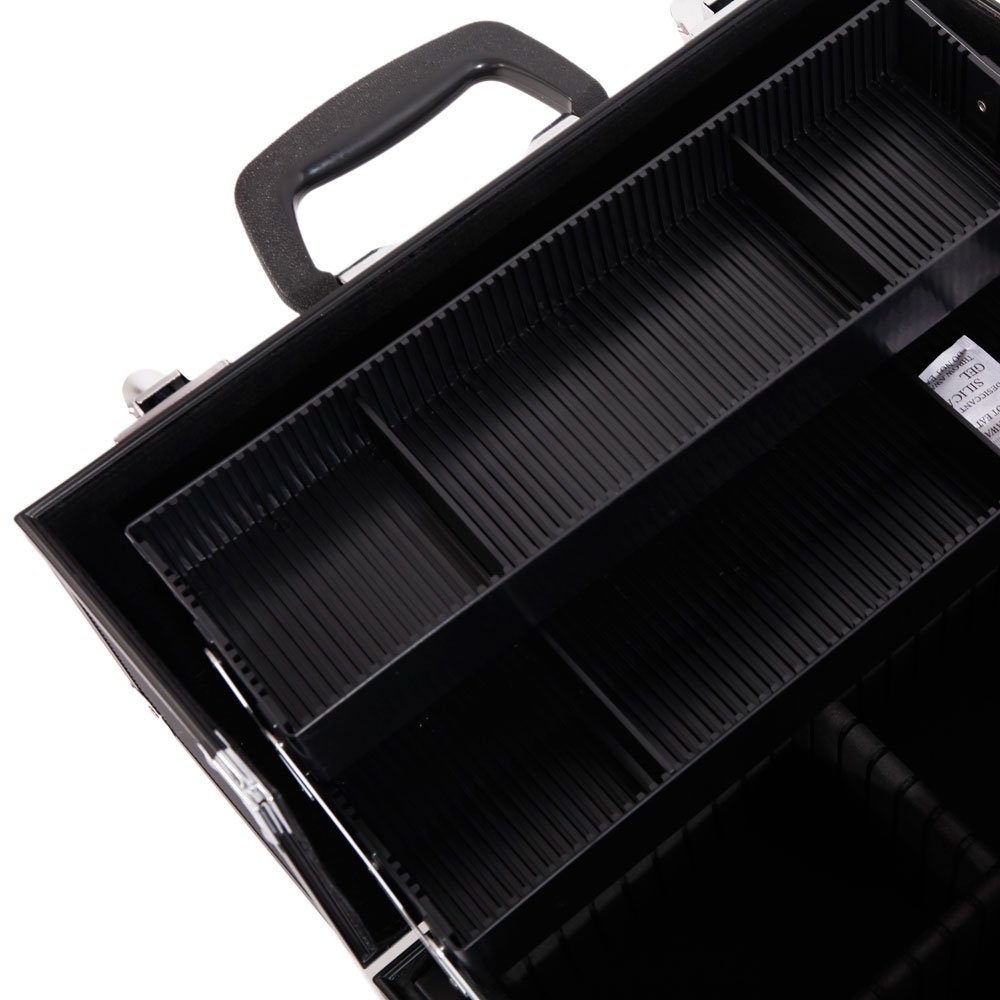 Professional HOMEN Makeup Train Case & Jewelry Organizer - Black Cosmetic Storage Box for Travel, Salon, and Home Use