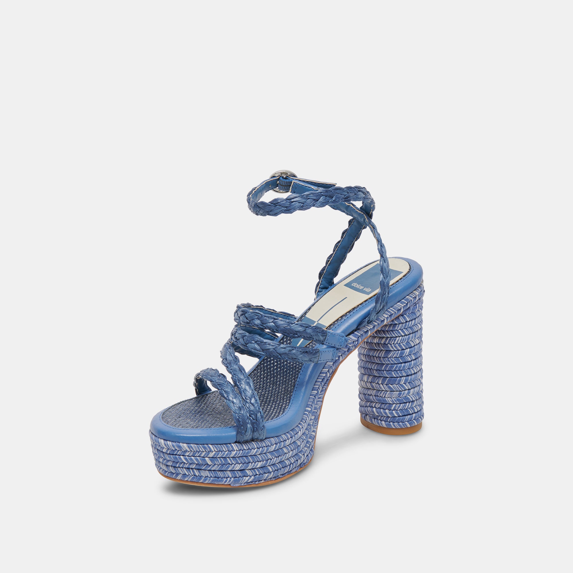CATINA Women's Blue Raffia High Heels - Comfortable & Stylish Sandals for Summer Parties, Weddings & Beach Vacations