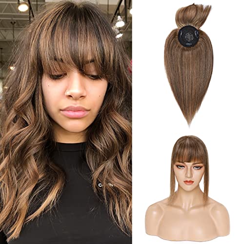 With bangs-Medium Brown&Dark Blonde #4P27
