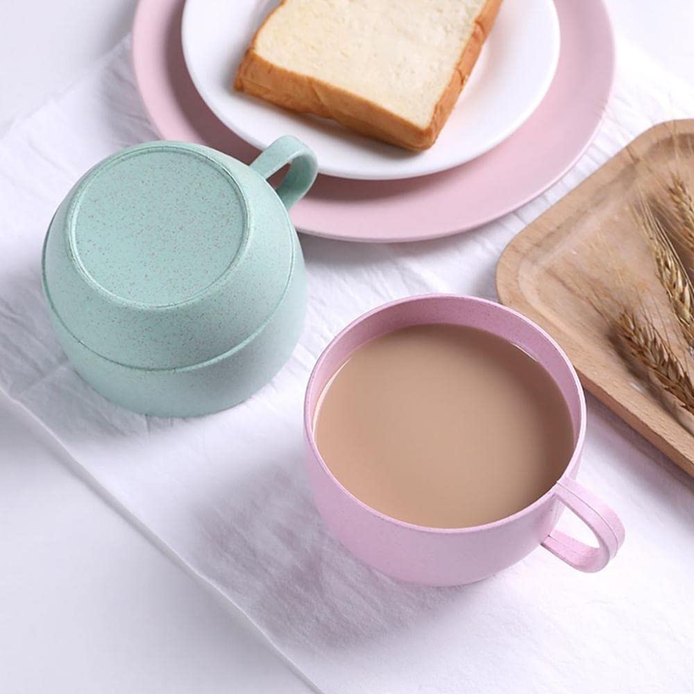 Eco-Friendly Wheat Straw Coffee Mug - Unbreakable Reusable Cup for Tea, Juice, Milk & Oats - Perfect for Breakfast, Office & Travel (Pink)