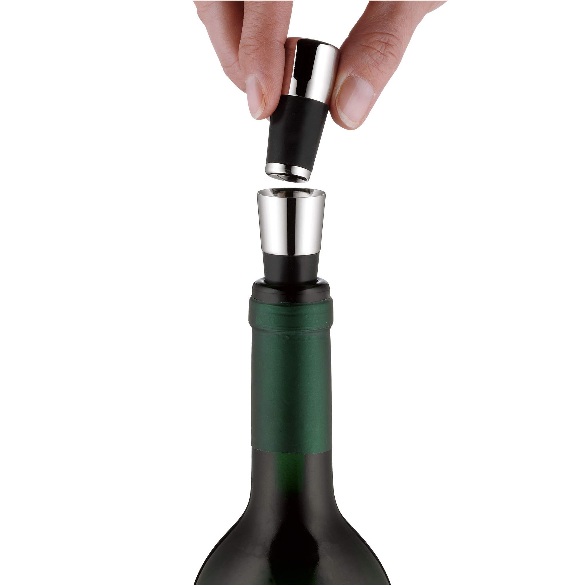 WMF Wine Pourer & Stopper - Premium Stainless Steel Wine Accessory for Smooth Pouring & Freshness Preservation - Perfect for Red Wine, White Wine & Champagne - Ideal for Home Bars, Restaurants & Gifts