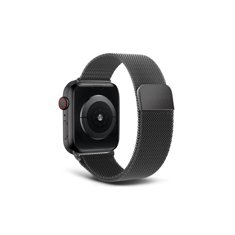 BANDA DECODED MILAN Magnetic Strap for Apple Watch 44mm 45mm 46mm 49mm - Black Stainless Steel Mesh Band - Perfect for Workout, Running & Everyday Wear