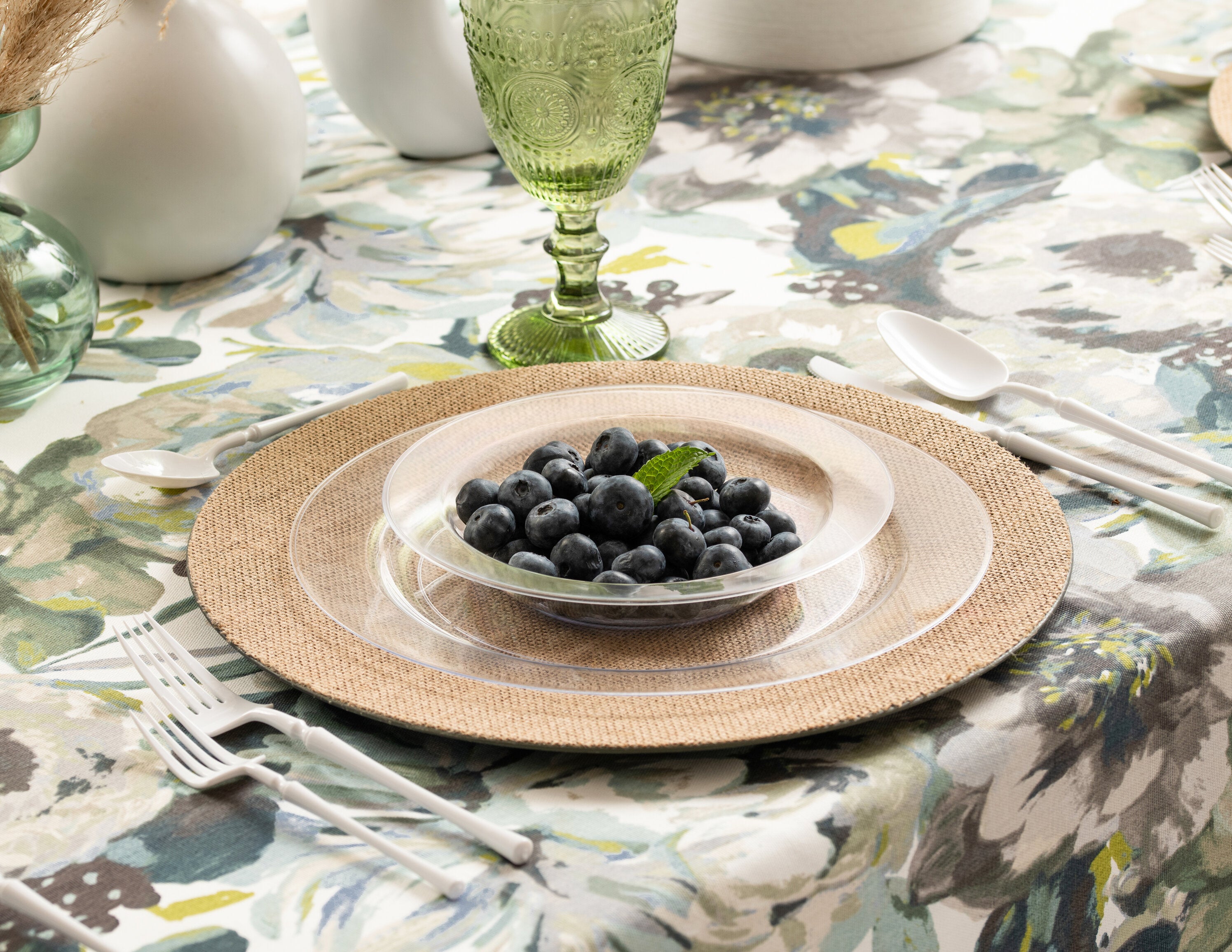 Clear Round Plastic Plates 30 Pack - Durable Disposable Dinner Plates for Parties, Picnics & Events - BPA-Free Shatterproof Tableware