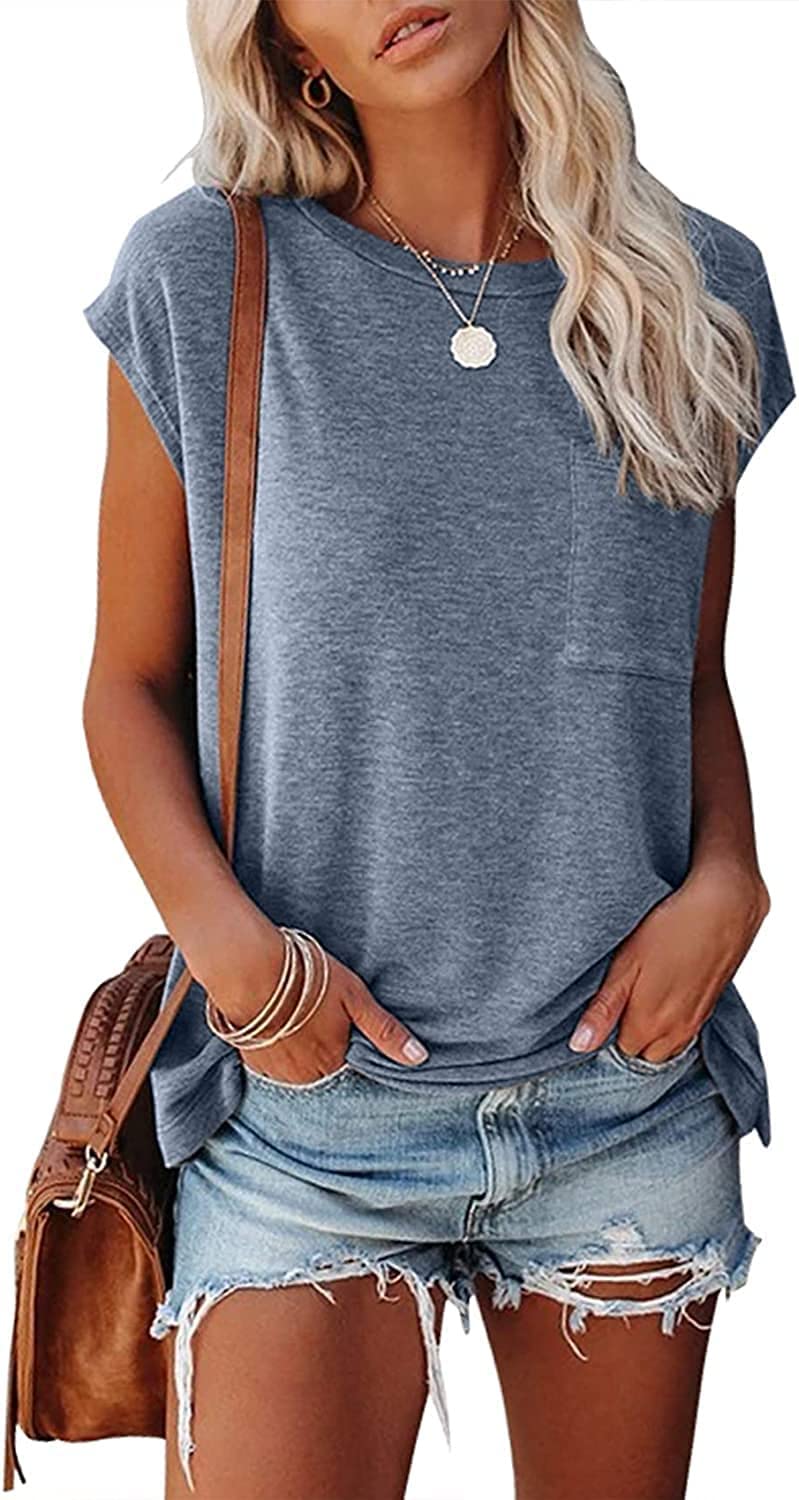 Women's Summer Tops - Trendy Petal Sleeve Loose Fit Casual Short Sleeve T-Shirts | Perfect for Beach Outings, Weekend Brunch & Summer Travel