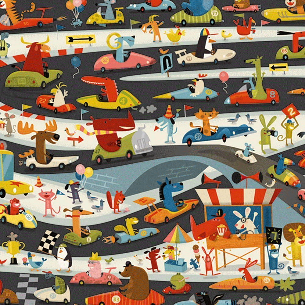 54-Piece Car Rally Observation Puzzle by Djeco - Fun Educational Toy for Kids' Memory & Concentration Training - Perfect for Family Game Nights & Travel Activities