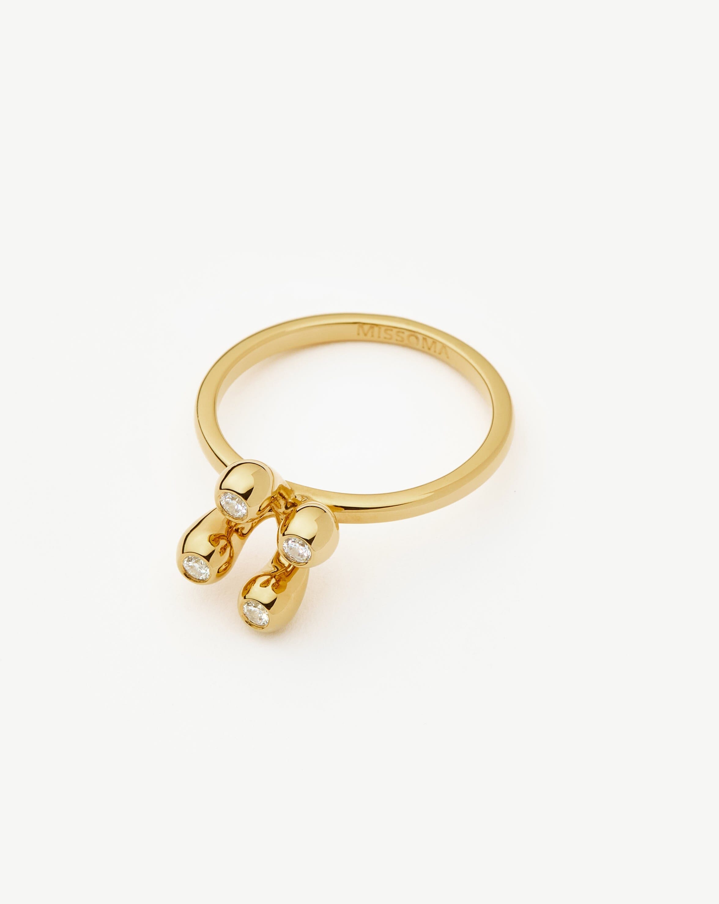 18k Gold Vermeil Atom Ring for Women - Minimalist Stackable Jewelry for Everyday Wear & Special Occasions