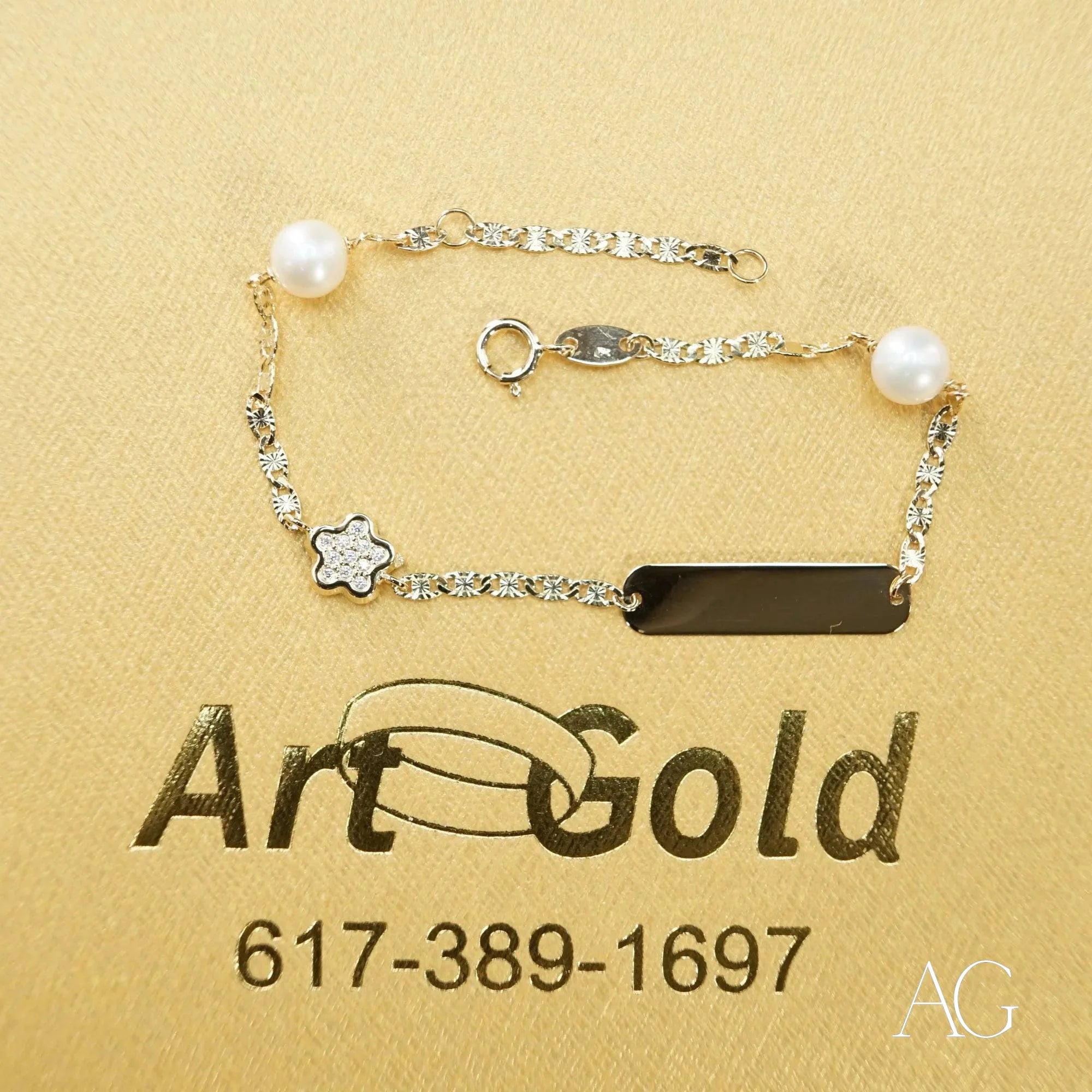 18K Gold ID Bracelet with Cubic Zirconia - Personalized Name Jewelry for Kids | Perfect Birthday Gift & Christening Present for Babies & Toddlers