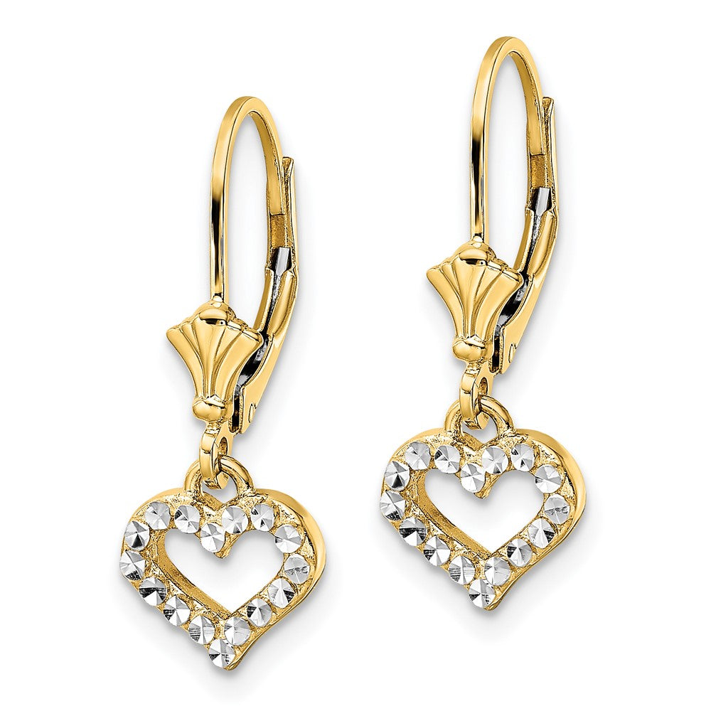 14K Gold Diamond-Cut Heart Leverback Earrings for Women - Elegant TM802 Design for Valentine's Day, Anniversary & Special Occasions