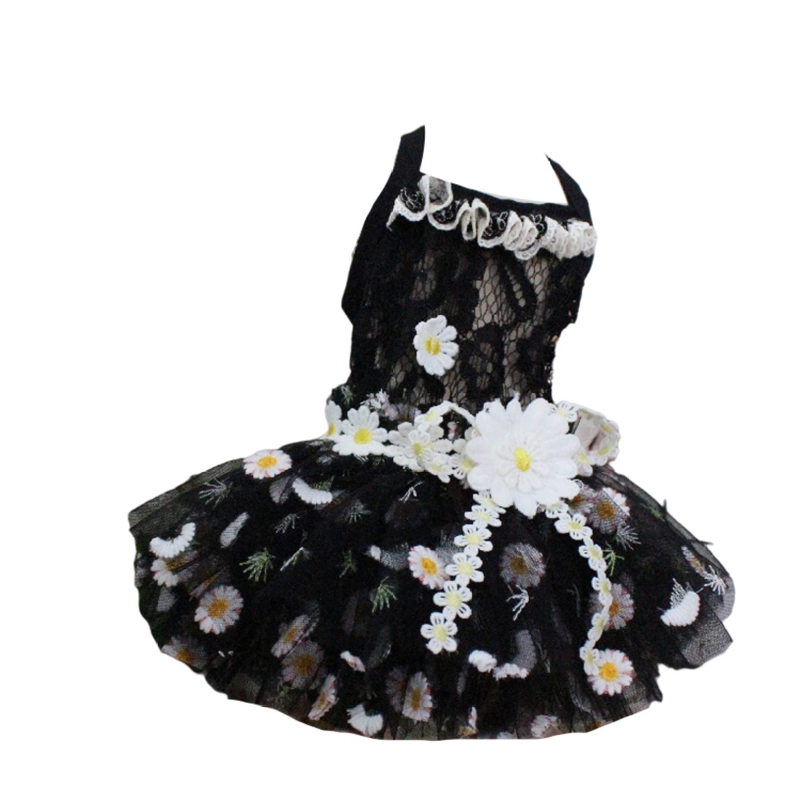 Elegant Summer Lace Princess Dog Dress for Small Dogs - Floral Embroidery Mesh Skirt | Perfect for Outdoor Walks, Parties & Photo Shoots