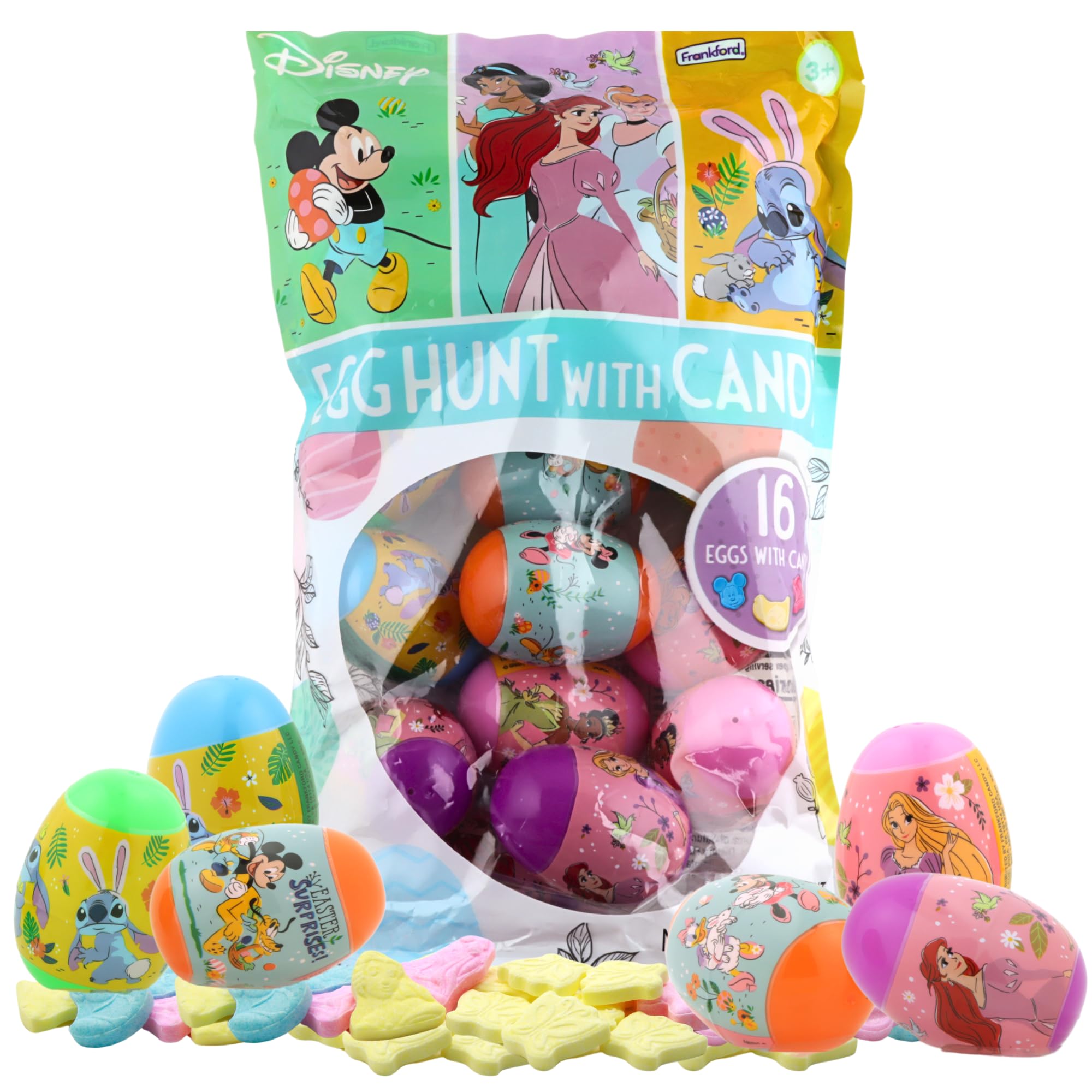 Disney Easter Eggs with Candy - 16 Pack for Kids Party Favors