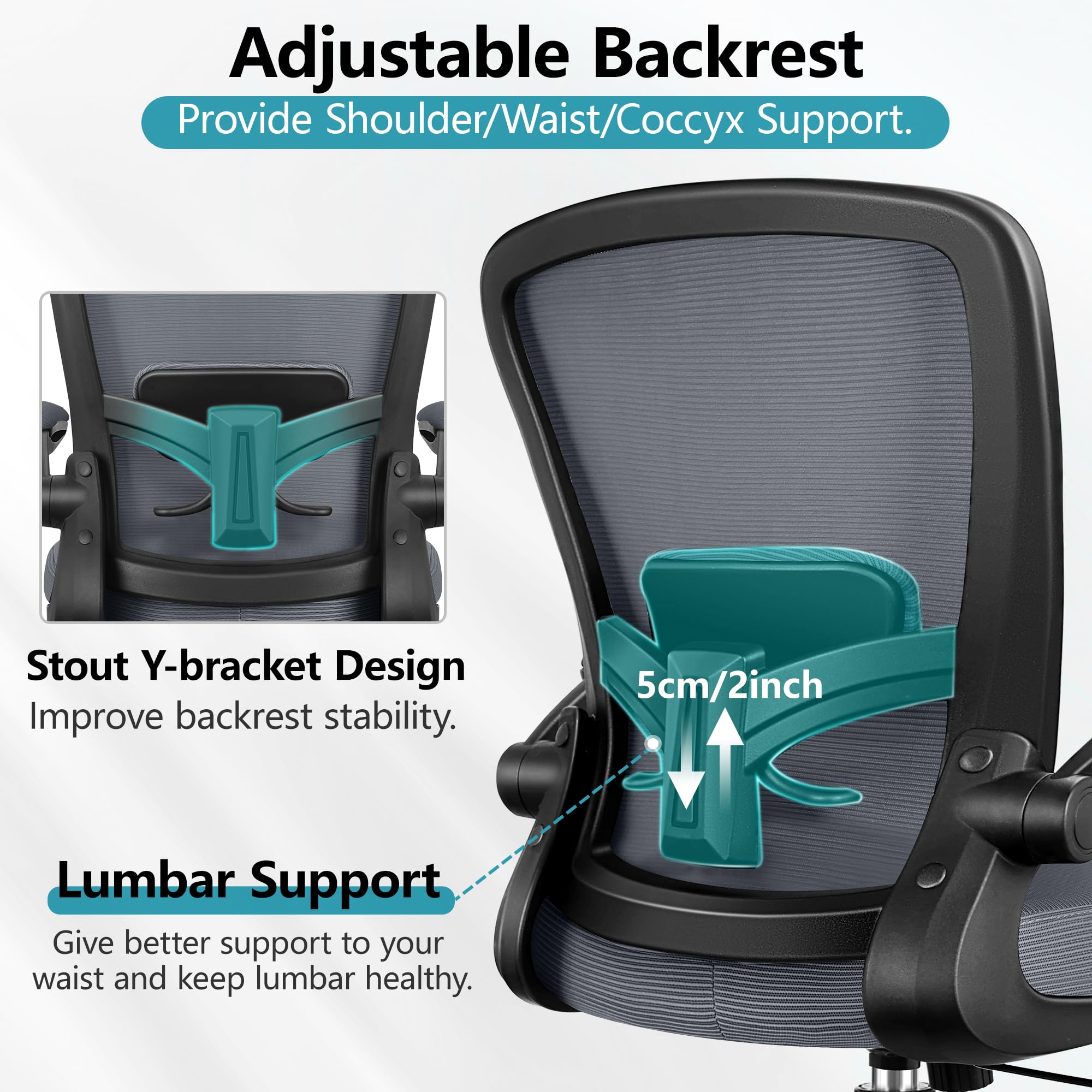 FelixKing Ergonomic Office Chair - Adjustable High Back Lumbar Support Mesh Desk Chair with Flip-up Armrests, Rolling Swivel Computer Task Chair for Home Office - Perfect for Long Work Hours & Video Conferencing