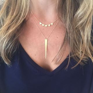 14K Gold Stacked Mini Triangle Necklace for Women - Elegant Layered Dainty Chain Jewelry - Perfect for Everyday Wear, Gifts & Special Occasions