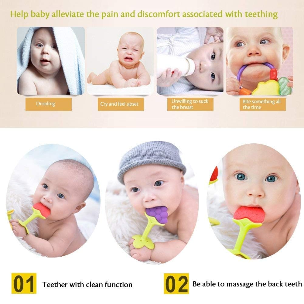 Organic Baby Teething Toys for Newborns 0-12 Months - BPA Free Safe Silicone Fruit Teethers for Infants (Pack of 2) | Soothing Gum Relief & Early Learning Development for Boys Girls | Perfect for Home, Travel & Daycare Use