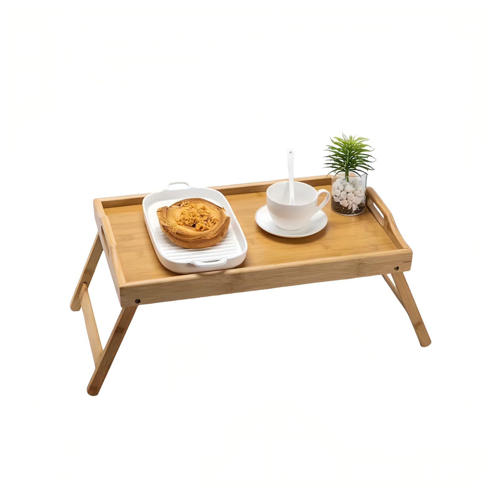 Foldable Wooden Bed Tray with Adjustable Legs - Breakfast, Snack & Work Tray for Sofa, Bed or Lap Desk - Perfect for Eating, Working & Relaxing in Bed or Living Room