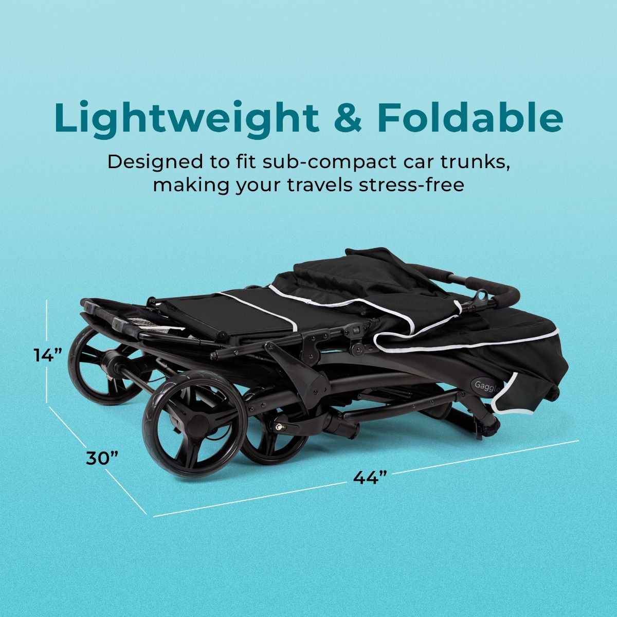Gaggle Odyssey 4-Seat Quad Stroller - Lightweight & Durable Multi-Kids Stroller for Twins, Triplets or Siblings - Perfect for Shopping, Travel, Theme Parks & Outdoor Adventures