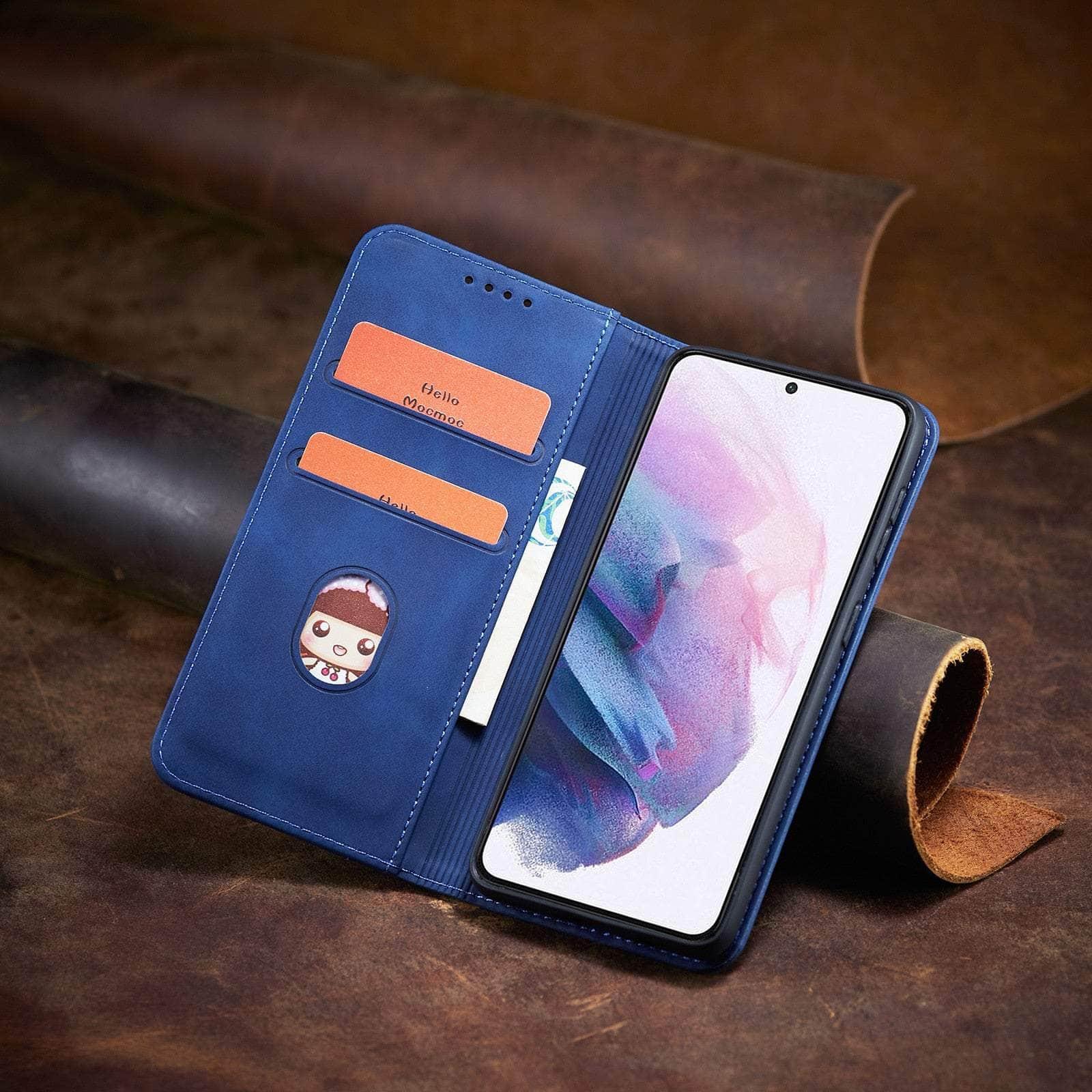 Premium Genuine Leather Wallet Case for Samsung Galaxy S22 - Slim Flip Cover with Card Slots & RFID Protection | Perfect for Business, Travel & Everyday Use