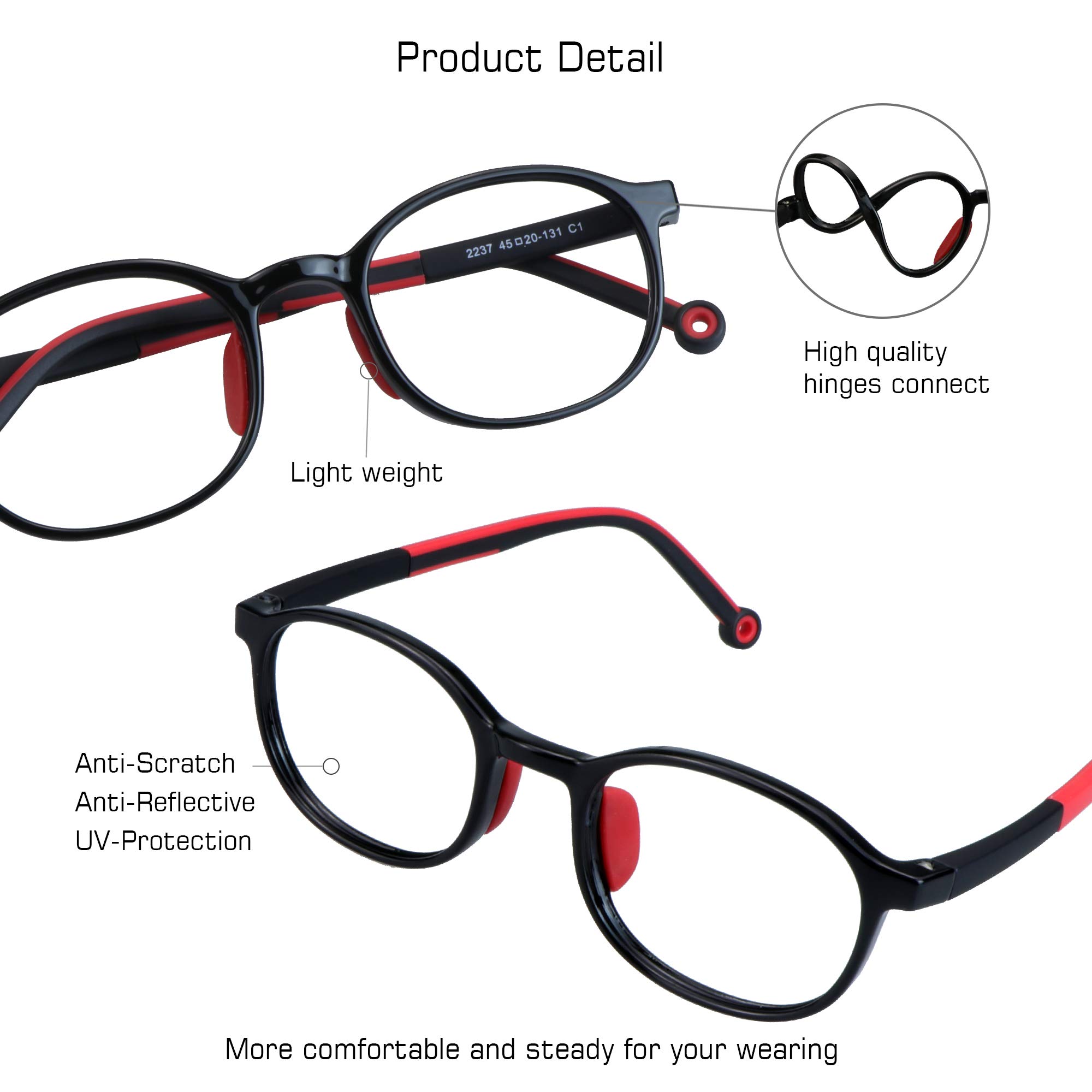 VisionGlobal Blue Light Blocking Glasses for Kids - Anti Eyestrain Computer Glasses with Anti Glare Protection - Perfect for Online Classes, Gaming & Screen Time