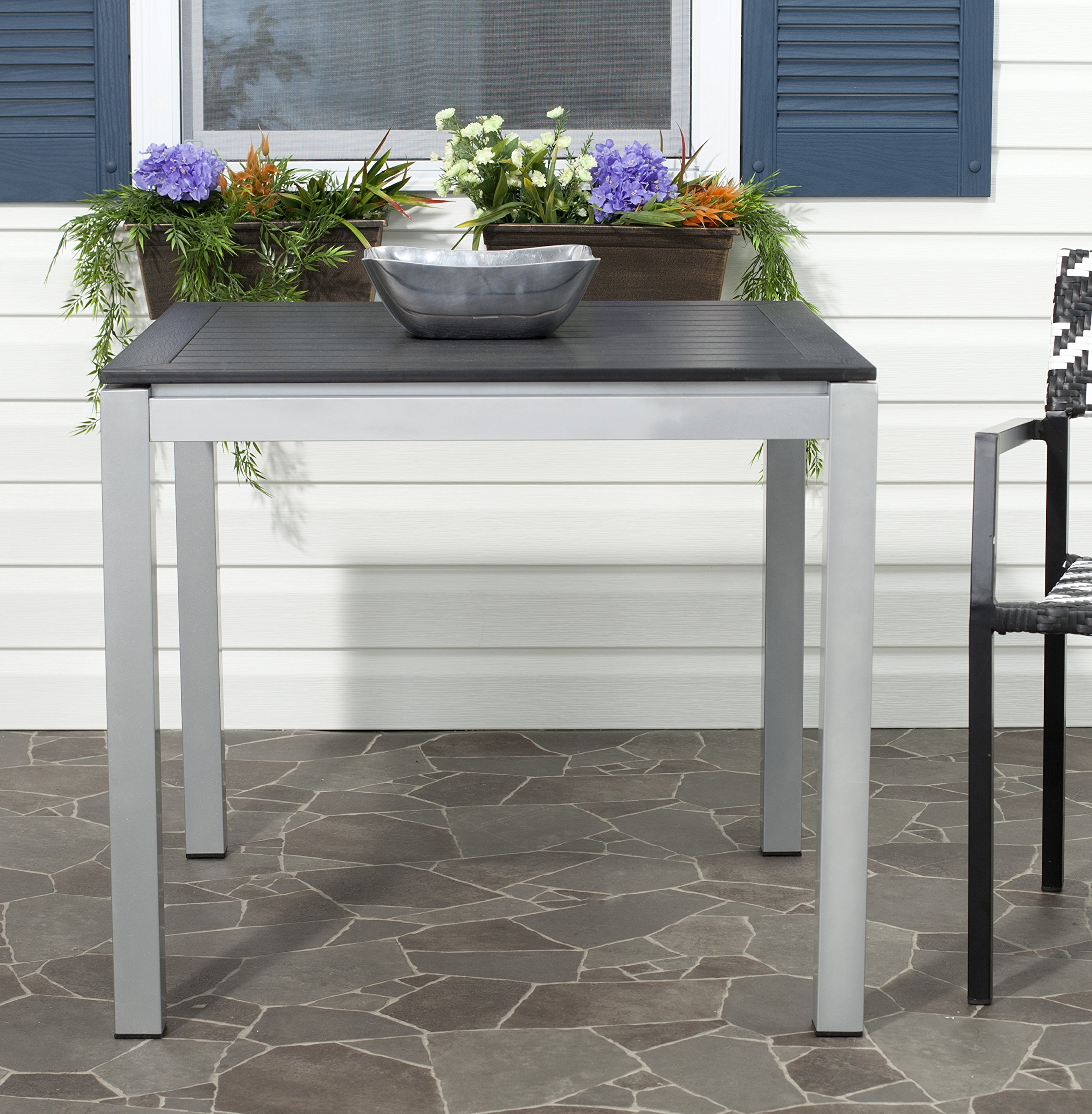 Safavieh Onika Square Outdoor Dining Table - Weather-Resistant Black Metal Patio Table for Garden, Poolside & Backyard Dining