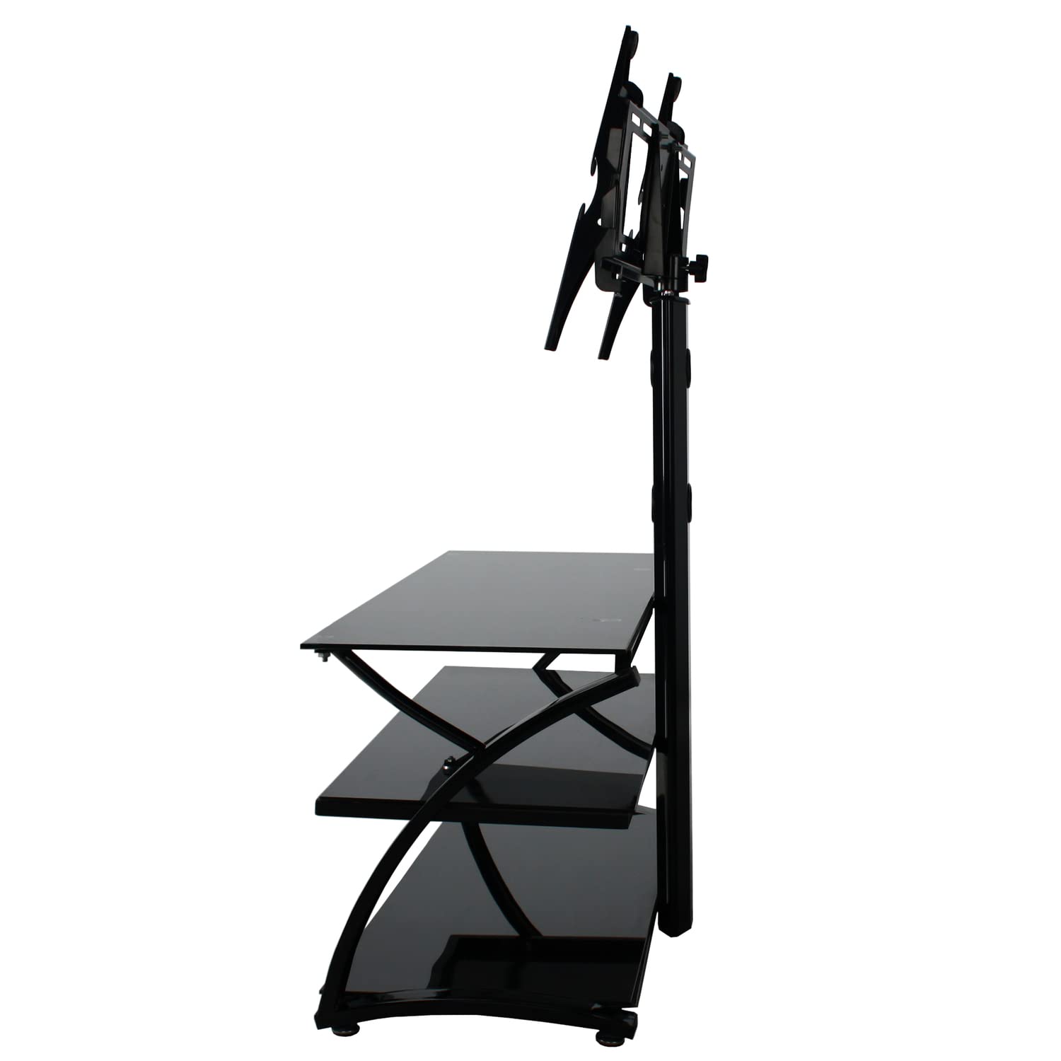 Better Home Products Black Rosa Swivel Mount Glass TV Stand for 60-inch TVs - Perfect for Living Room, Bedroom & Home Theater Setup