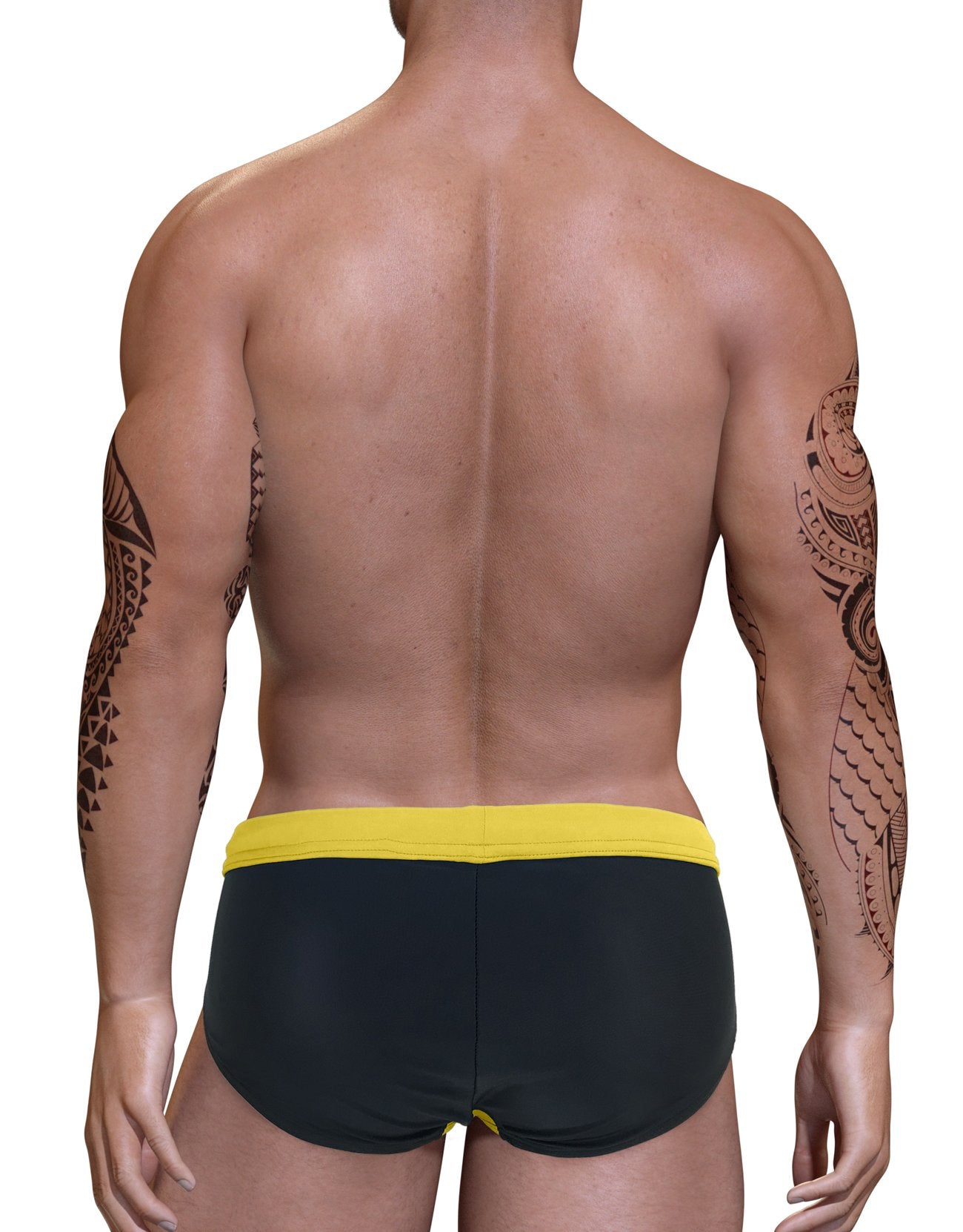 Wildmant Big Boy Pouch Swim Bikini - Quick Dry Swim Trunks for Men, Comfortable Beach Shorts with Pouch Support, Yellow - Perfect for Swimming, Beach Vacation & Summer Outdoor Activities