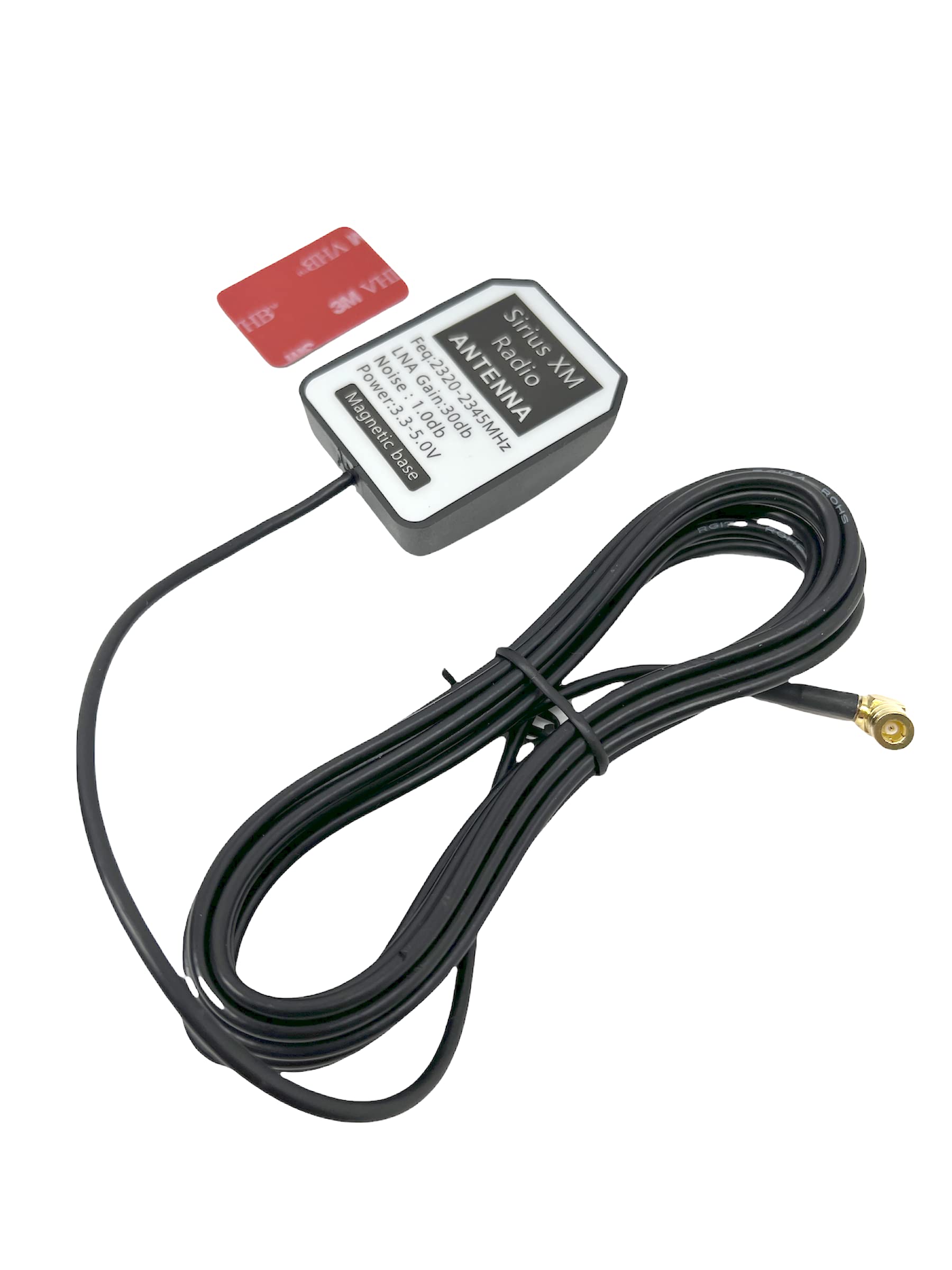 Partx Magnetic Vehicle Antenna Replacement for SiriusXM Radio - 10FT Cable with SMB Female 90° Angle Connector - Compatible with Car, Truck, SUV & Home Receivers - Enhanced Satellite Signal for Road Trips & Home Listening
