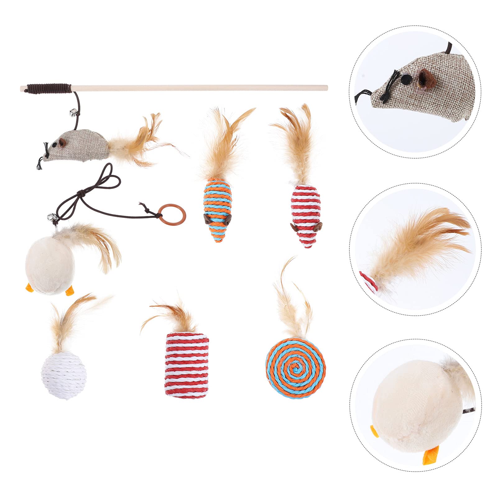 Balacoo Cat Teaser Wand Toy Set - Interactive Kitten Toys with Natural Chew Rope for Indoor Play & Exercise - Perfect for Bonding & Active Playtime with Your Cat