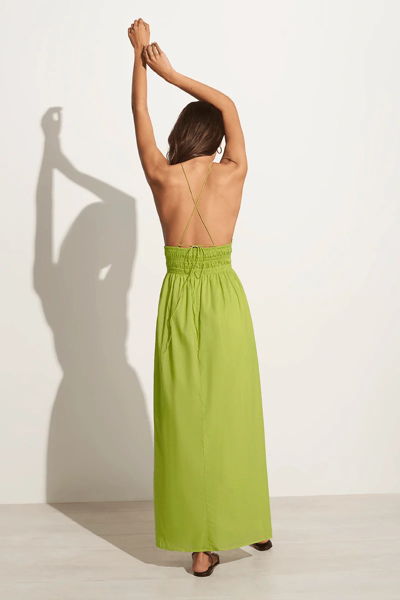 Bisetta Maxi Dress - Flowy Summer Dress for Women, Kiwifruit Print, Boho Chic Style - Perfect for Beach Vacations, Parties & Casual Outings