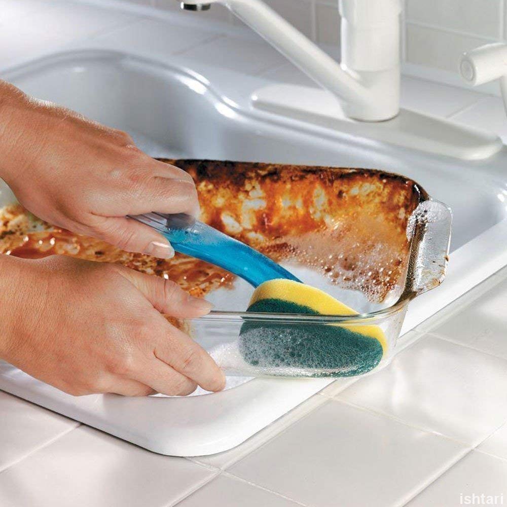 Wishbone Sink Dish Soap Dispensing Scrub Brush - Kitchen Cleaning Wand for Oil Stains & Grease | Perfect for Pots, Pans & Dishes