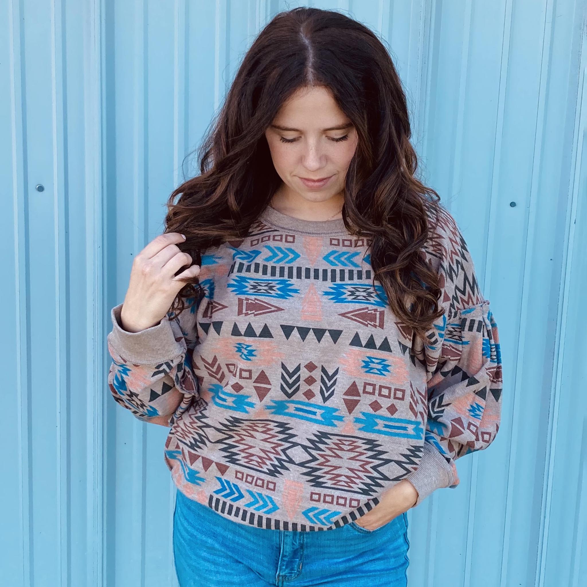 Ariat Women's Natural Aztec Vista Sweatshirt - Soft Pullover Hoodie for Casual Wear & Outdoor Activities - Perfect for Hiking, Camping & Everyday Comfort