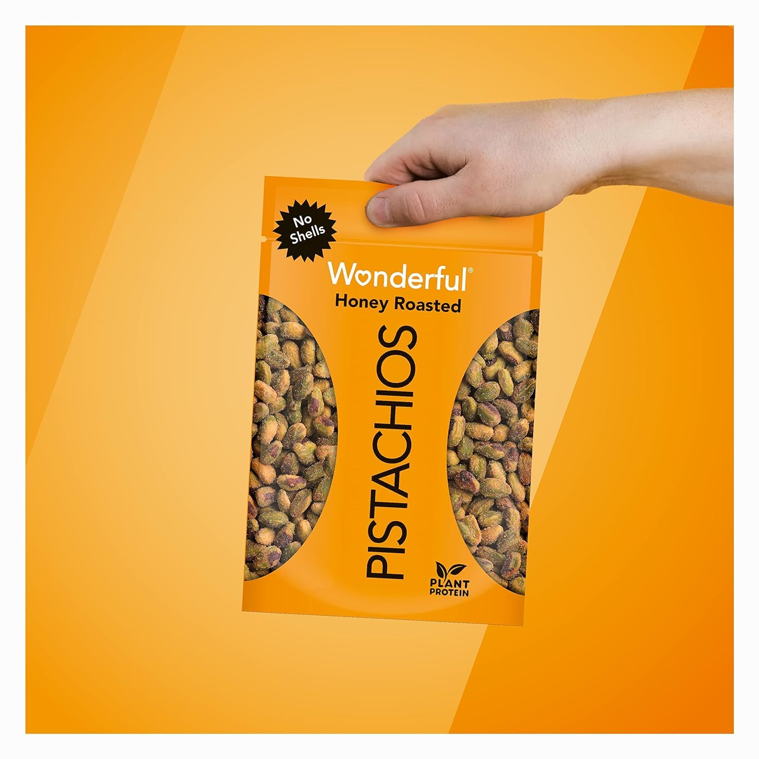 Wonderful Pistachios No Shells, Honey Roasted Nuts - 11oz Resealable Bag | High Protein Snack, Gluten Free, Healthy Snacks for Work, Travel & On-the-Go