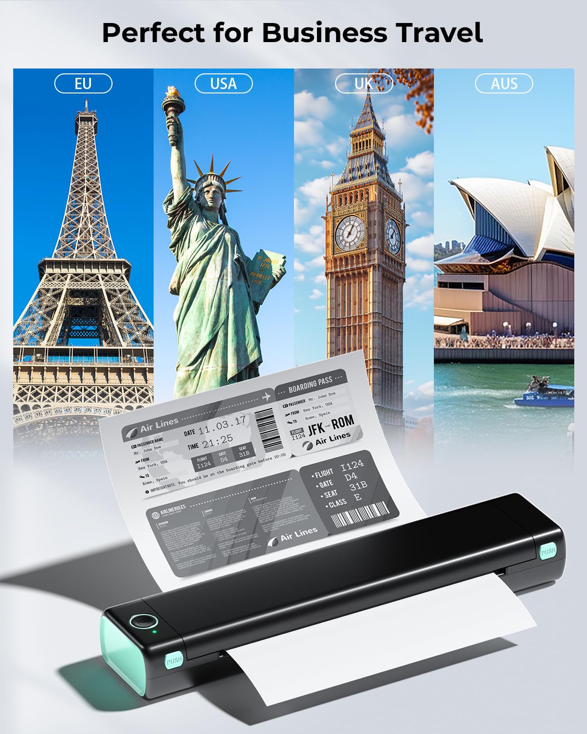 Phomemo M08F Wireless Portable Bluetooth Thermal Printer - Compact No-Ink Printer for Travel & Office, Supports 8.5