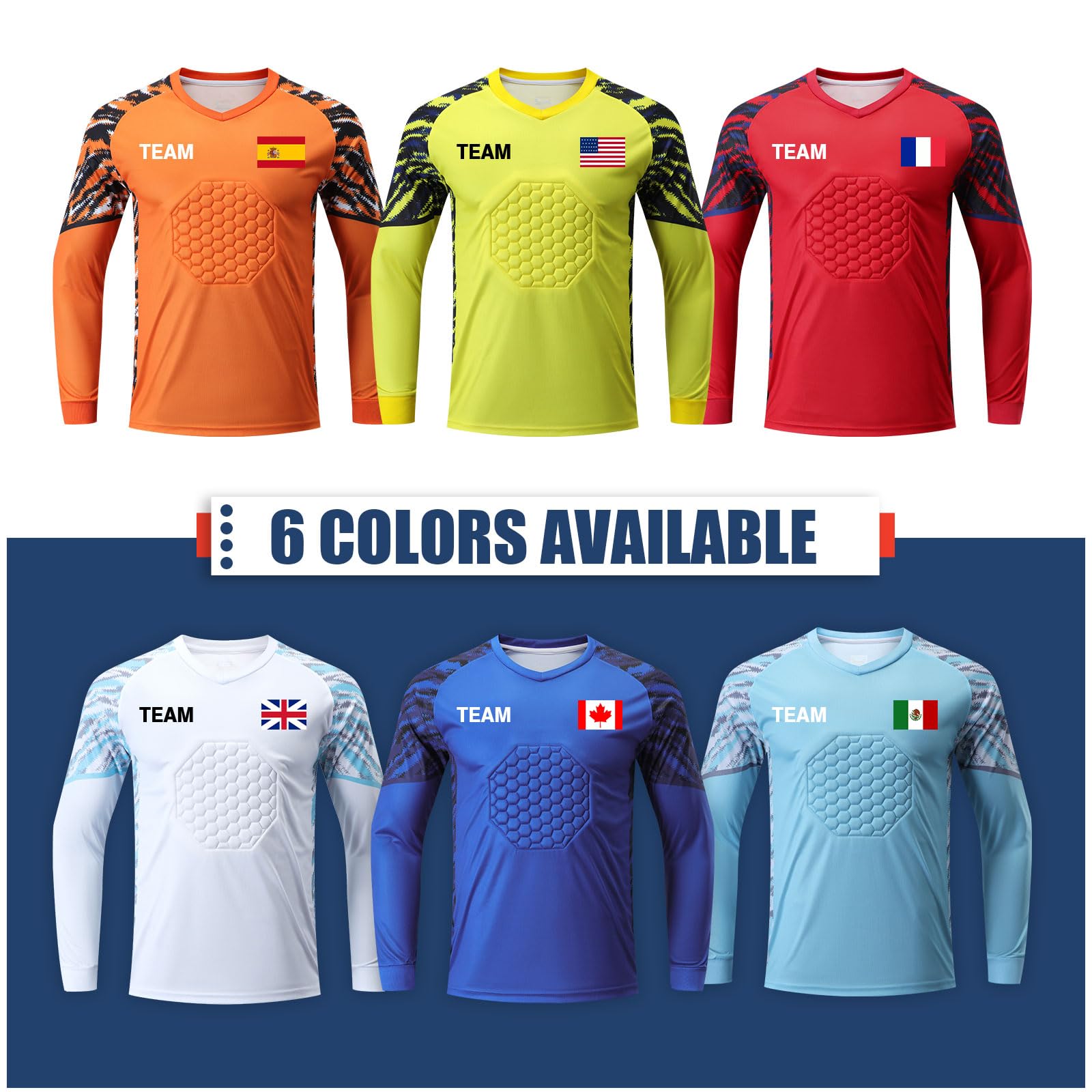 Custom Soccer Goalkeeper Jersey - Padded Goalie Shirt for Kids, Youth & Adults with Name & Number Printing | Team Sports Uniform for Training & Match Play
