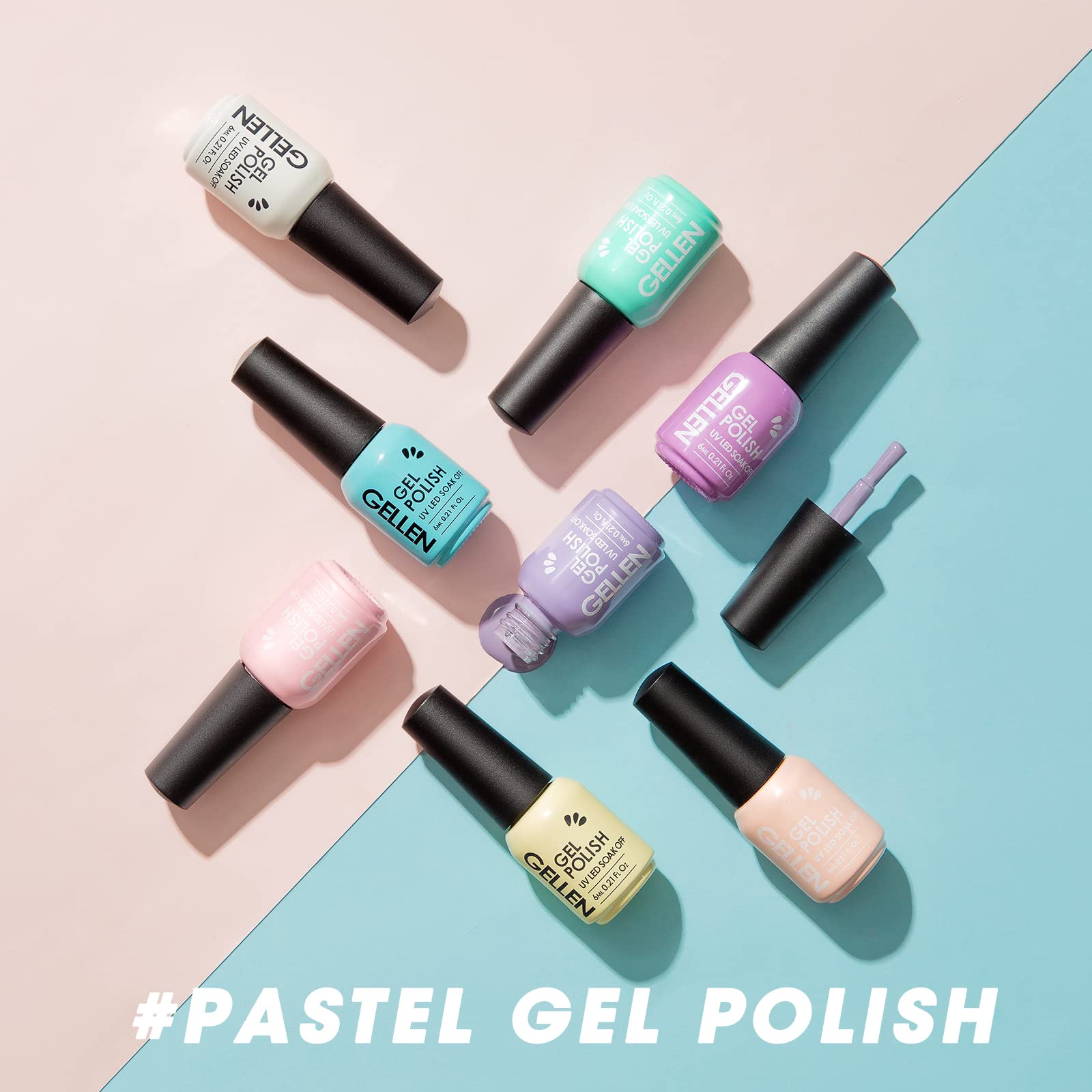 Gellen 16 Colors Gel Nail Polish Set - Pastel UV Gel Polish Kit with Base & Top Coat for Long-Lasting Manicure | Perfect for Home Nail Art, Salon Use & DIY Gel Nails