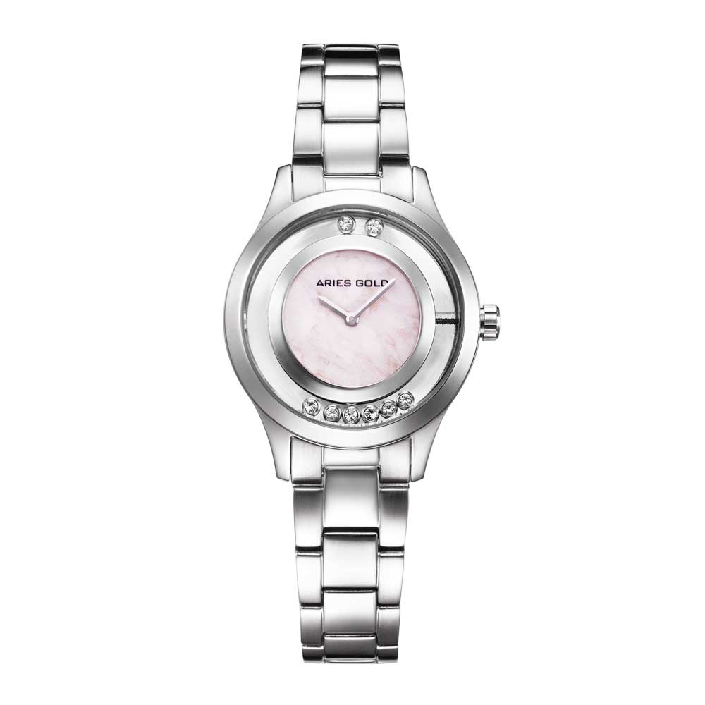 ARIES GOLD ENCHANT VERONA Silver Stainless Steel Women's Watch - Elegant Dress Watch for Business, Parties & Special Occasions