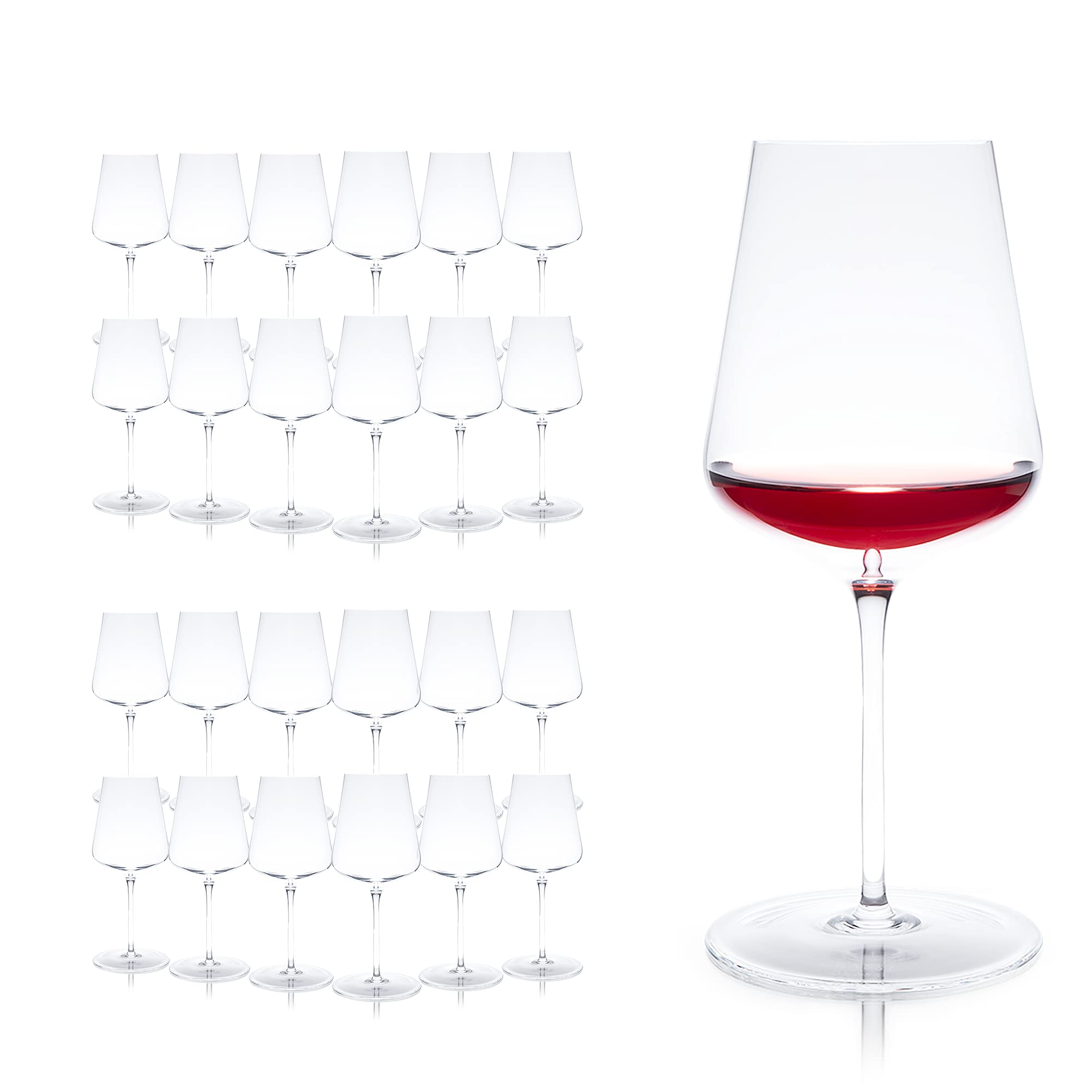 Premium Hand-Blown Crystal Wine Glasses Set - 24pc for Tasting & Entertaining