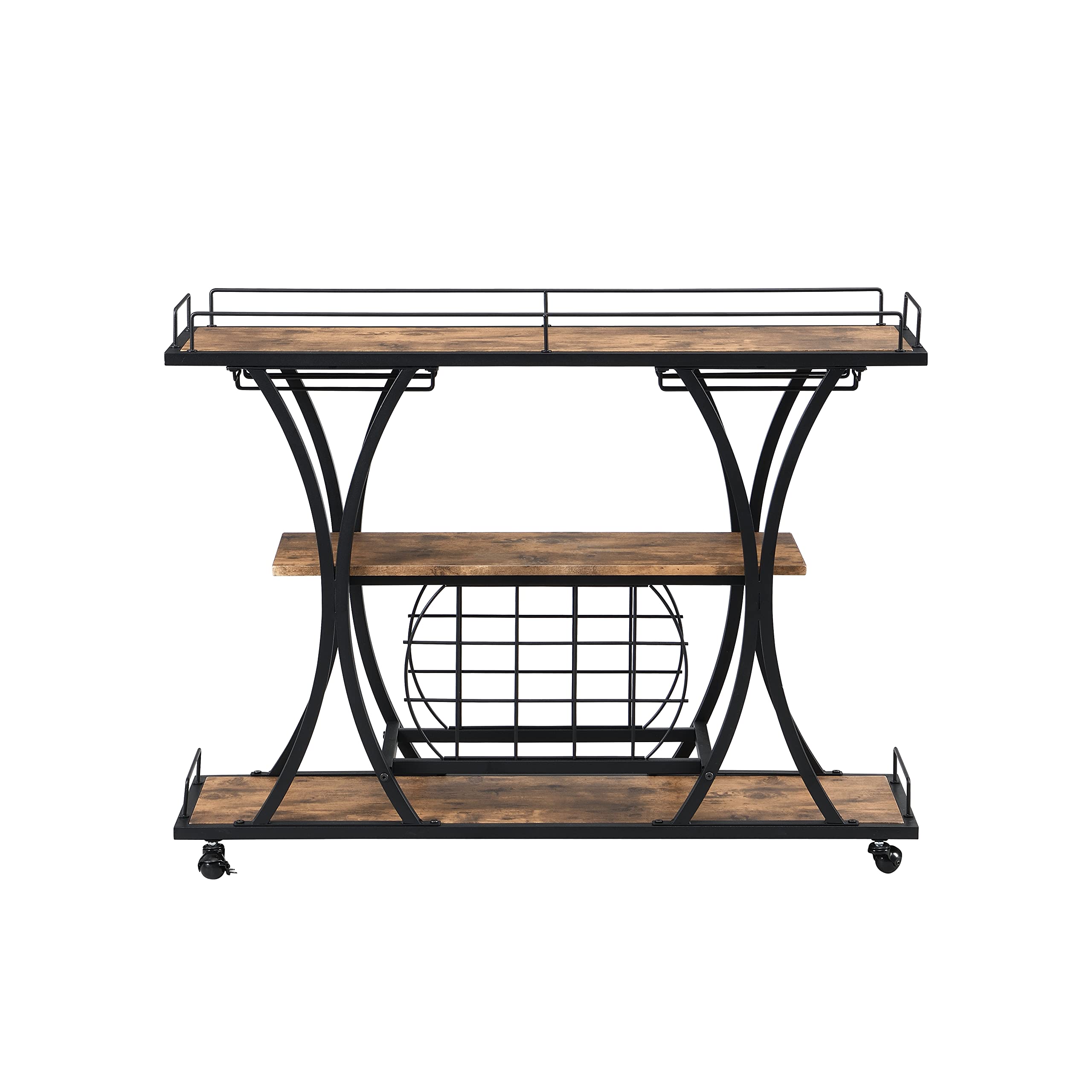 Goujxcy Mobile Kitchen Island Cart with Storage - Rolling Kitchen Cart with Drawers, Cabinets & Lockable Casters - Adjustable Shelves for Small Spaces (A1-Brown) - Perfect for Compact Kitchens, Dining Areas & Home Organization