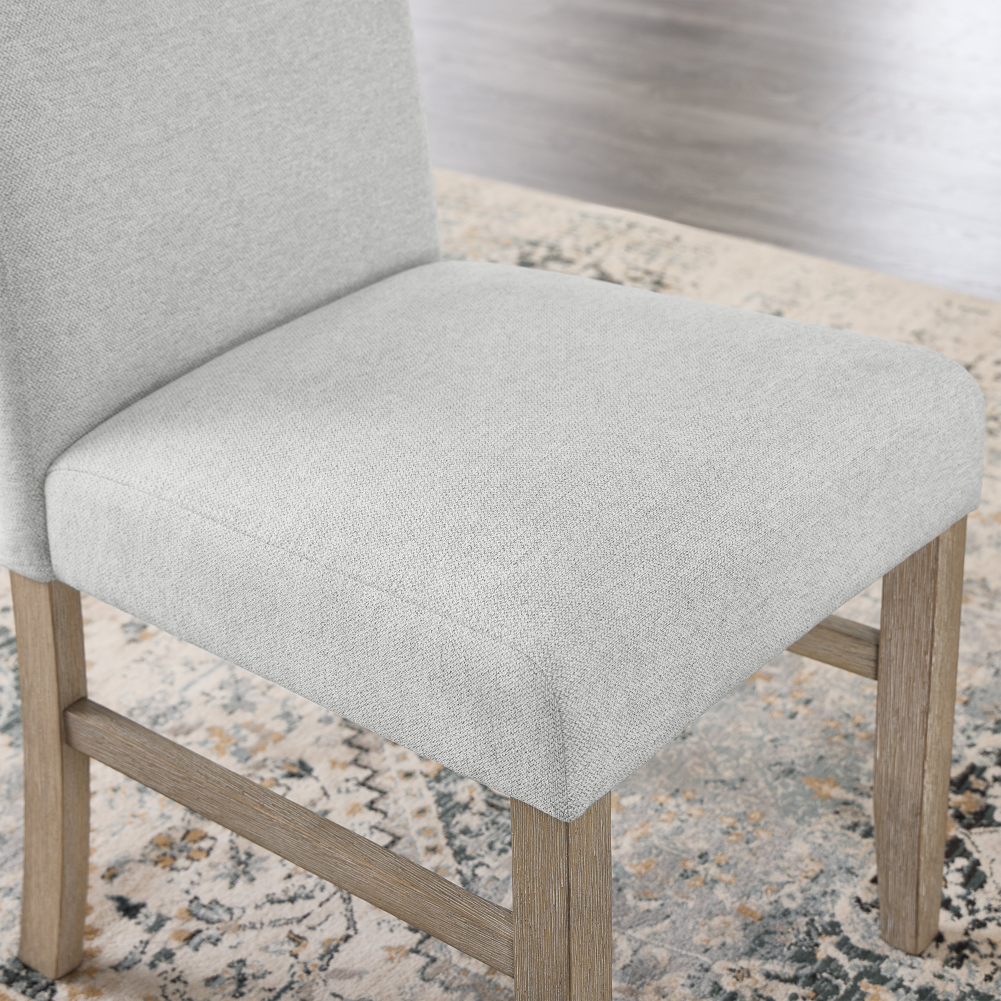 Roundhill Furniture Zelalle Upholstered Dining Chairs Set of 2 - Light Gray Fabric with Sturdy Rubberwood Legs, Comfortable Modern Kitchen & Dining Room Seating for Home, Restaurant or Office