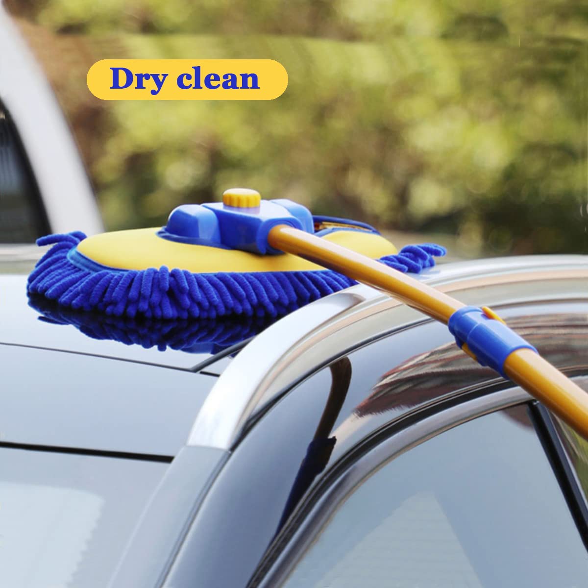 Premium Car Wash Brush Kit with Long Handle & Microfiber Towels - 2 Replacement Heads, Extension Pole - Car Cleaning Supplies for Cars, Trucks, SUVs & RVs (Blue) - Perfect for Driveway Washing, Auto Detailing & Vehicle Maintenance