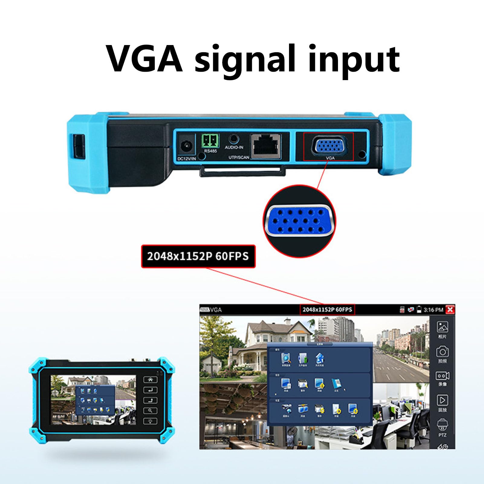 Professional Security Monitor Display CCTV Tester - Analog Video & IP Camera Tester with Network Cable Testing | US Plug | Ideal for Surveillance System Installation & Maintenance