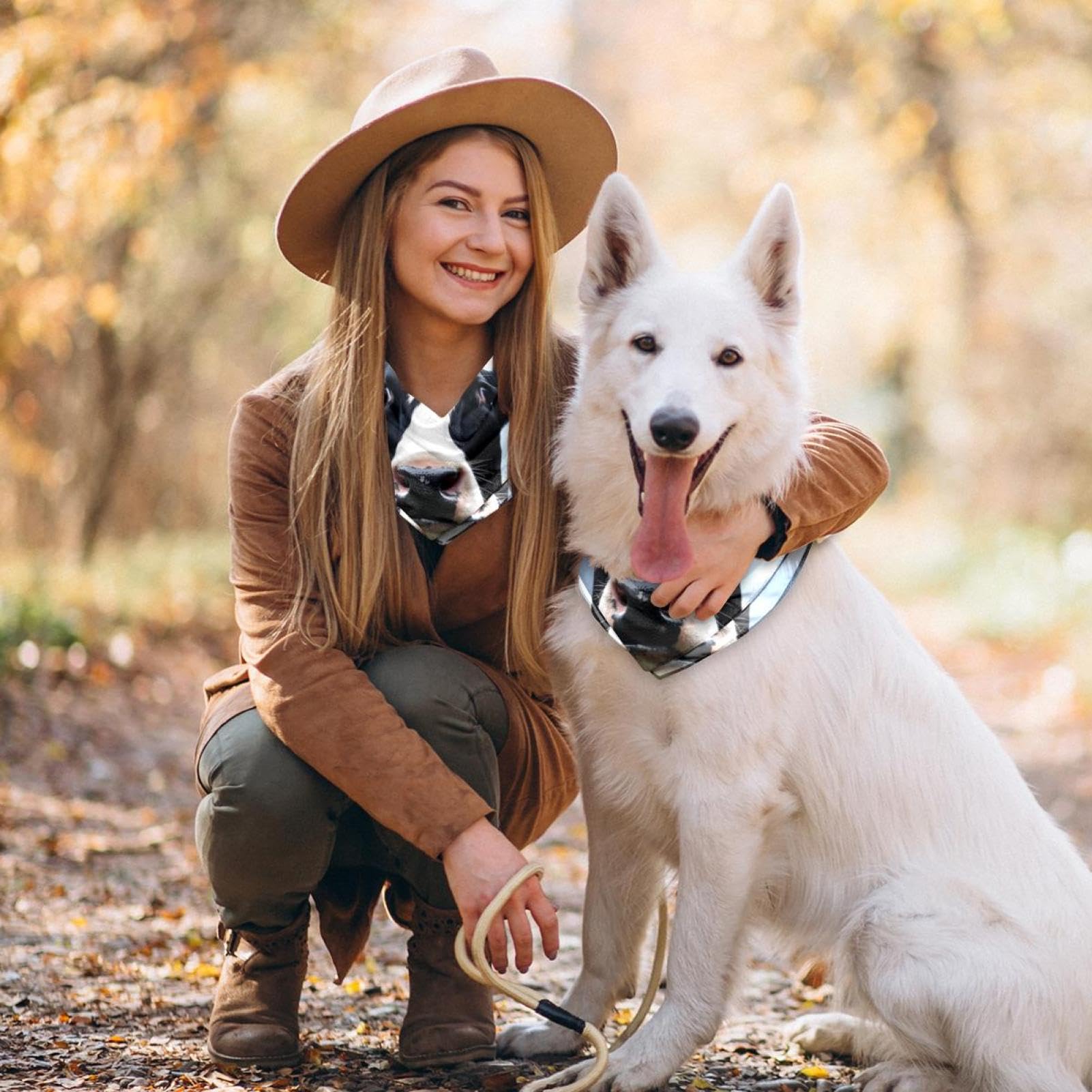 Stylish Dog Bandanas for Small, Medium & Large Pets - 2-Piece Black & White Cow Print Scarf Set for Dogs & Cats | Perfect for Pet Fashion, Farm Themes & Photo Shoots